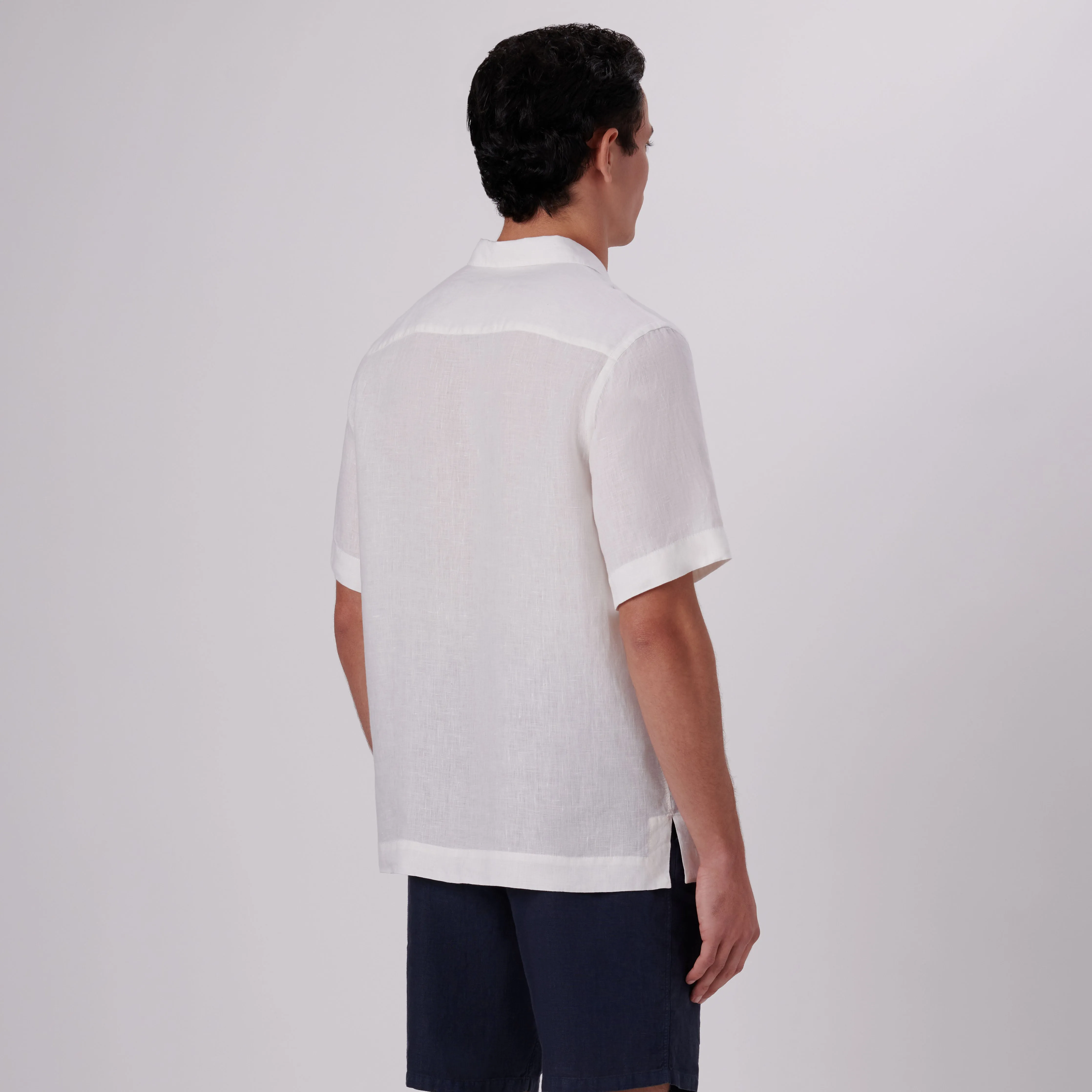 Jackson Solid Short Sleeve Linen Shirt sold by Bugatchi product image thumbnail 4