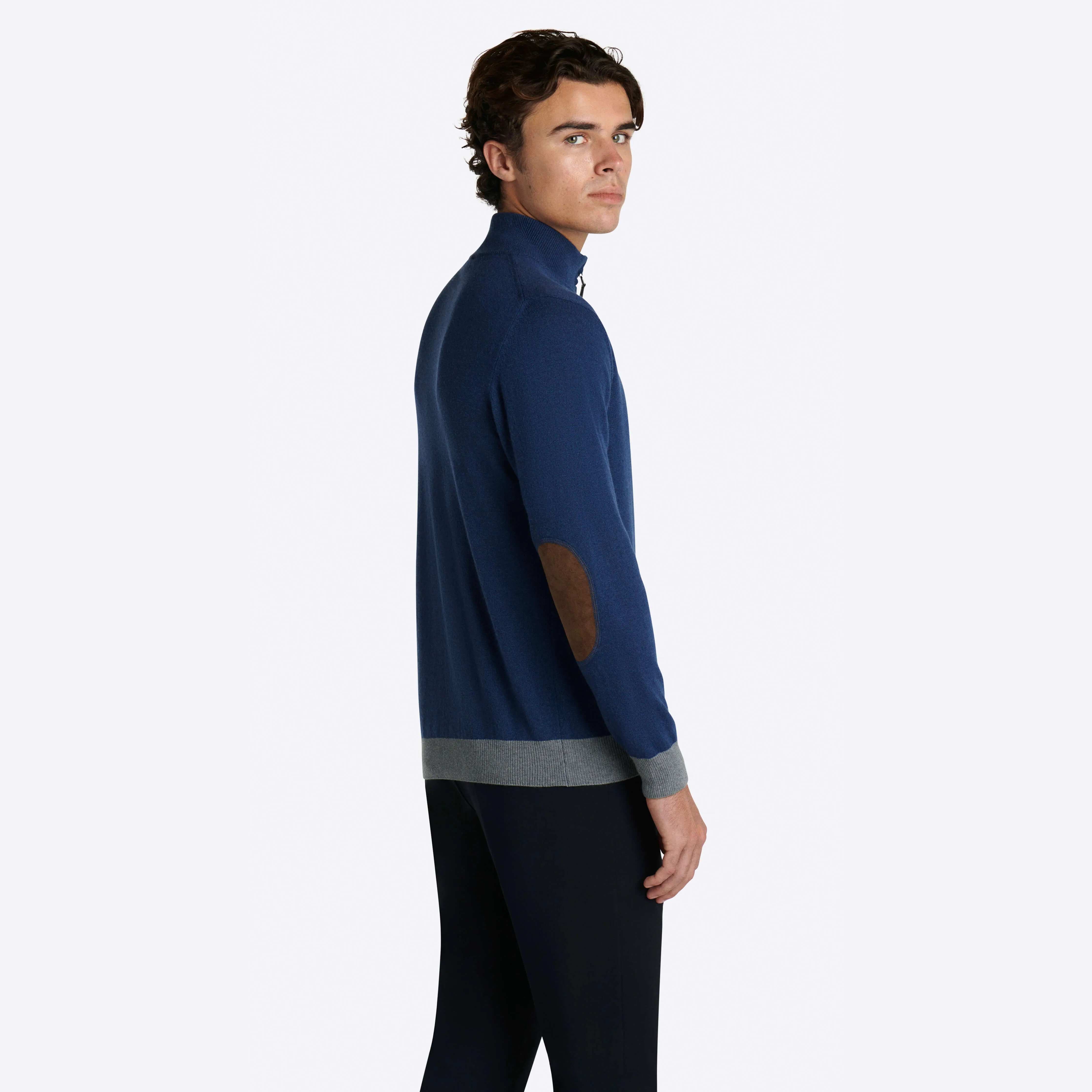 Solid Full Zip Mock Neck Sweater sold by Bugatchi product image thumbnail 3