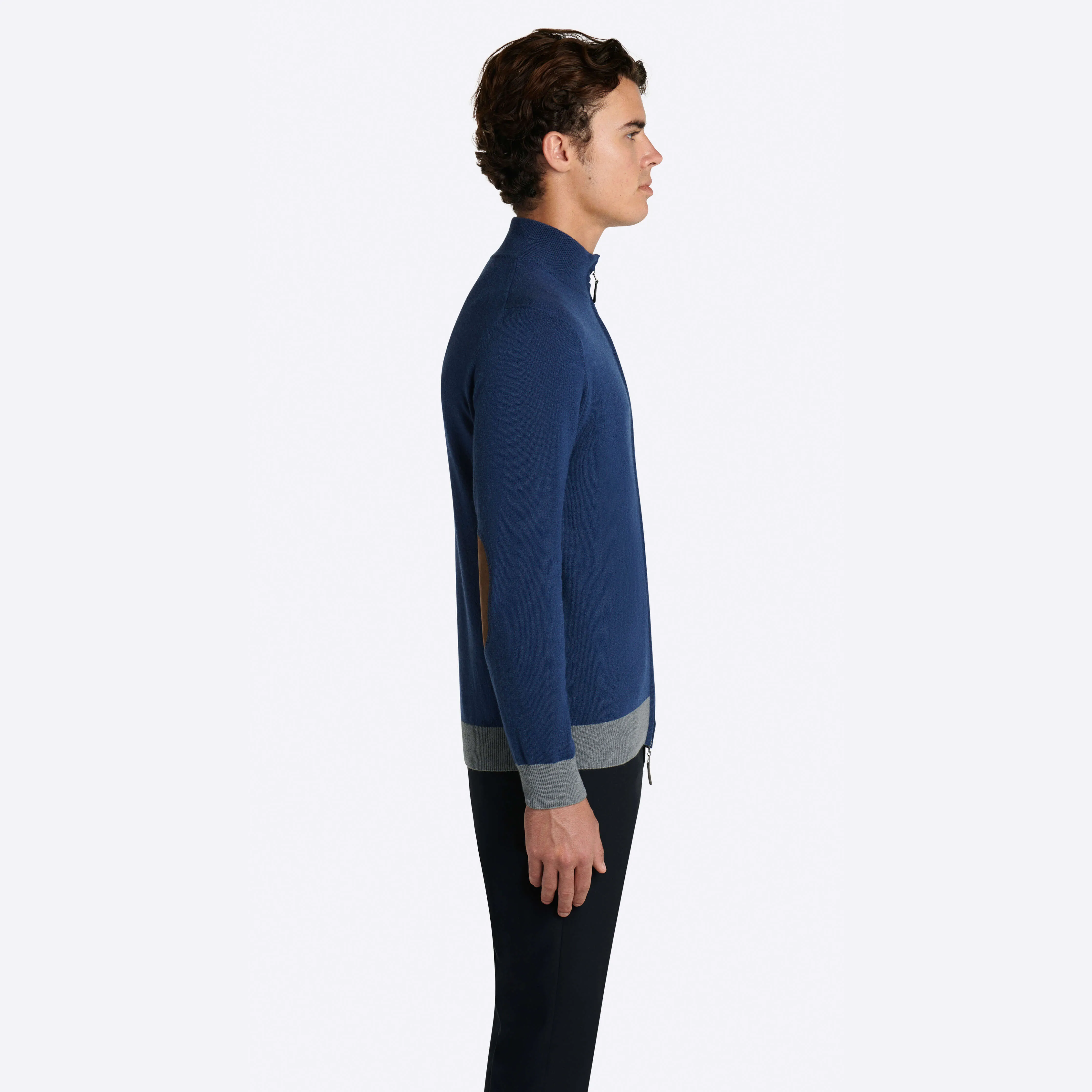 Solid Full Zip Mock Neck Sweater sold by Bugatchi product image thumbnail 4