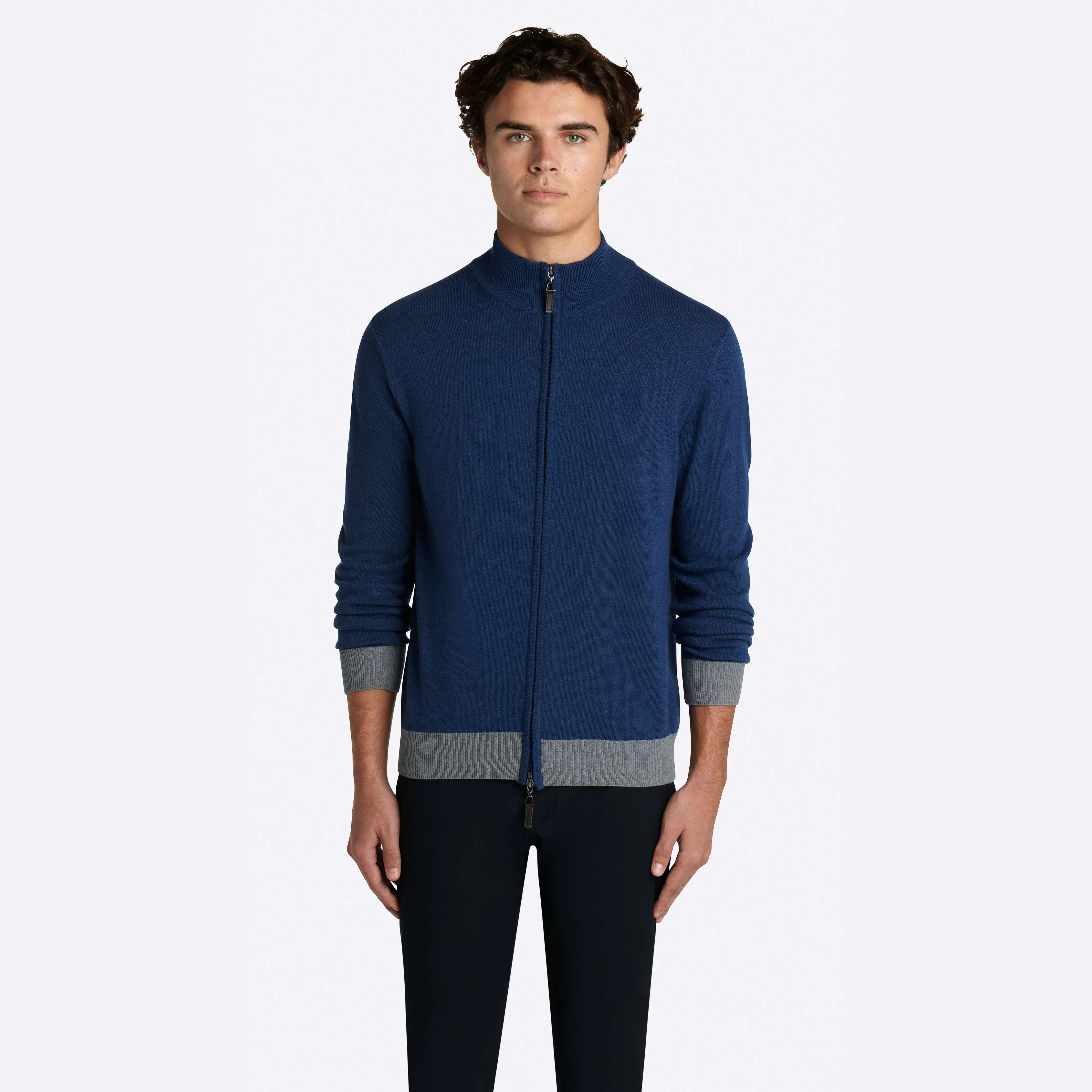 Solid Full Zip Mock Neck Sweater sold by Bugatchi product image thumbnail 2