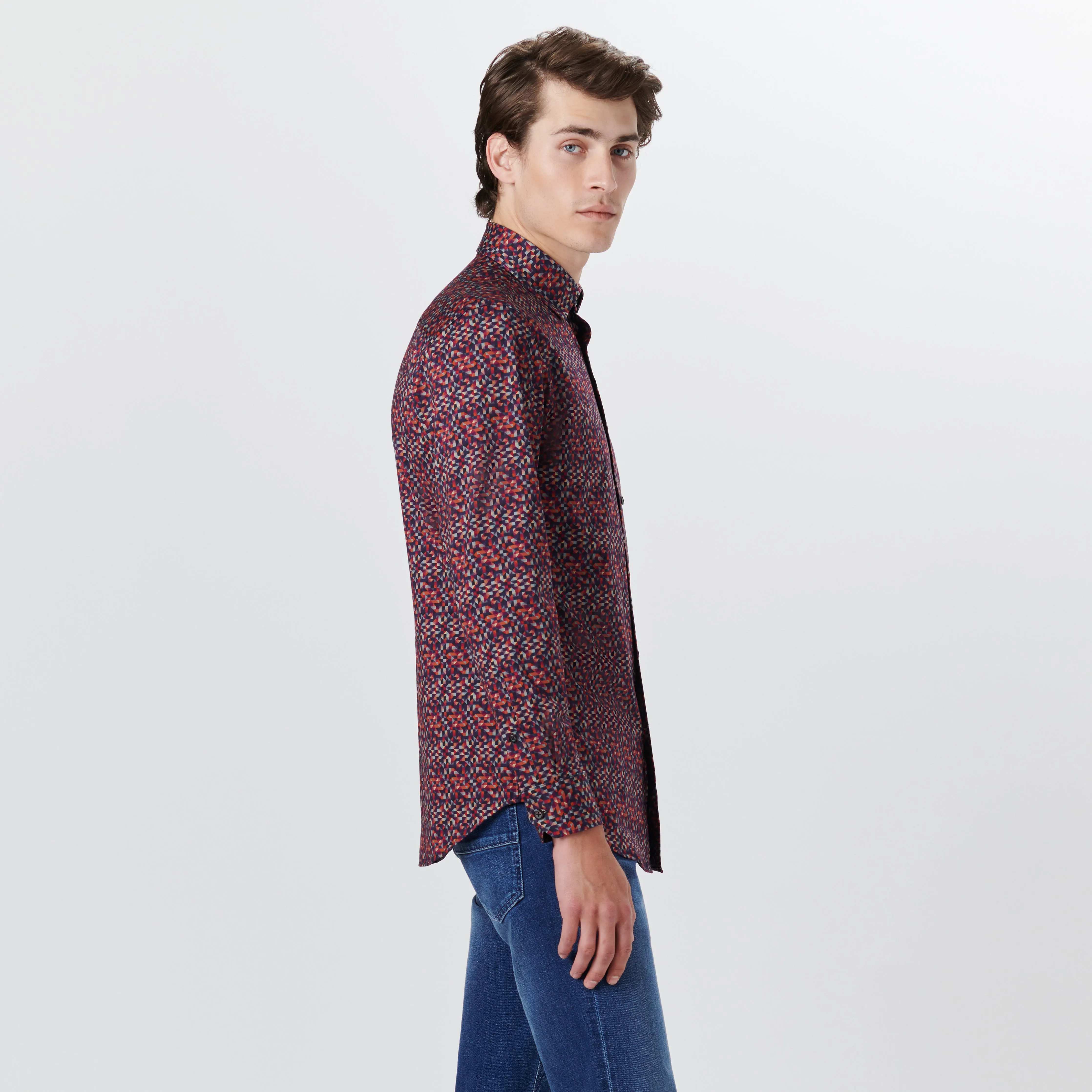 JAMES Geometric Print OoohCotton Shirt sold by Bugatchi product image thumbnail 3