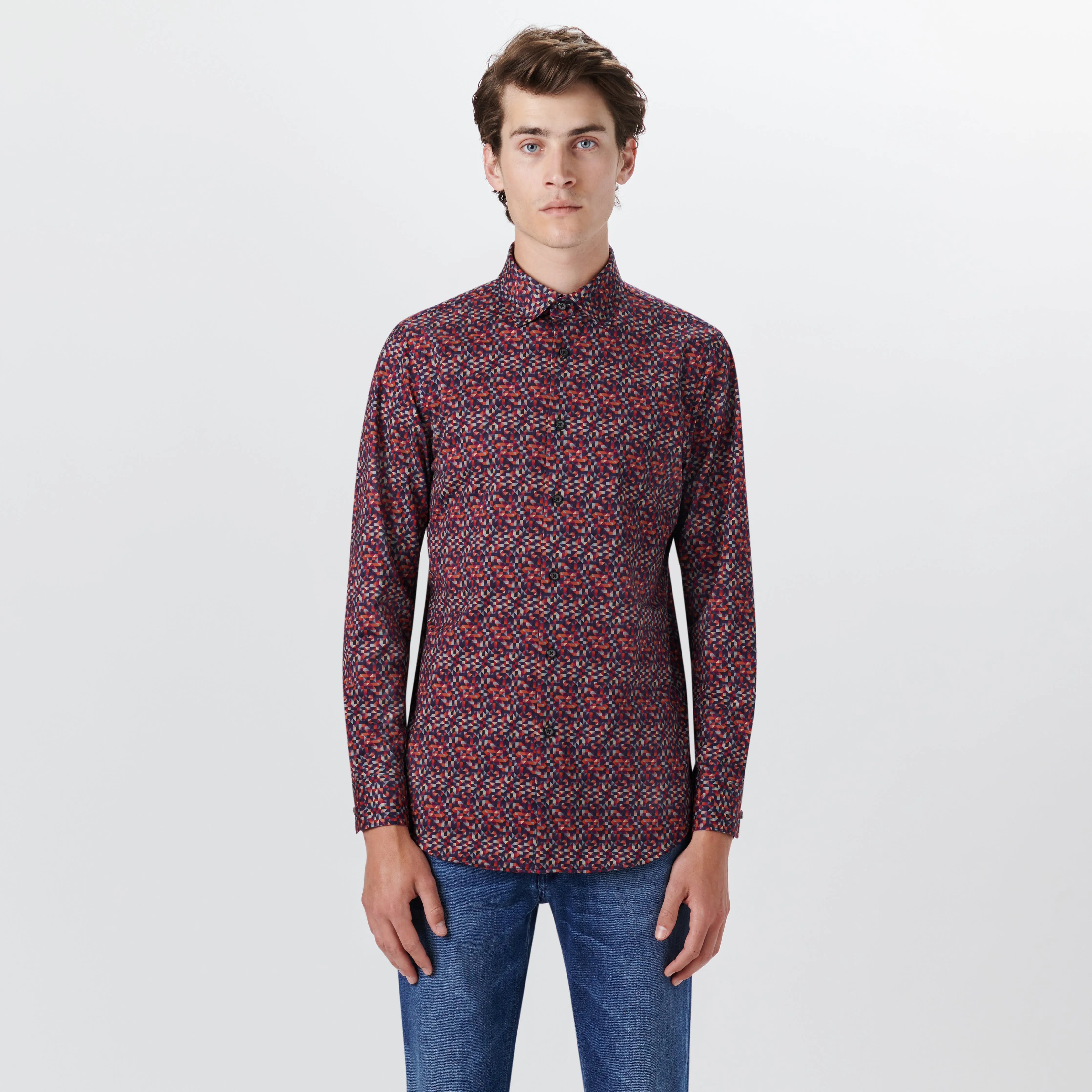JAMES Geometric Print OoohCotton Shirt sold by Bugatchi product image thumbnail 2