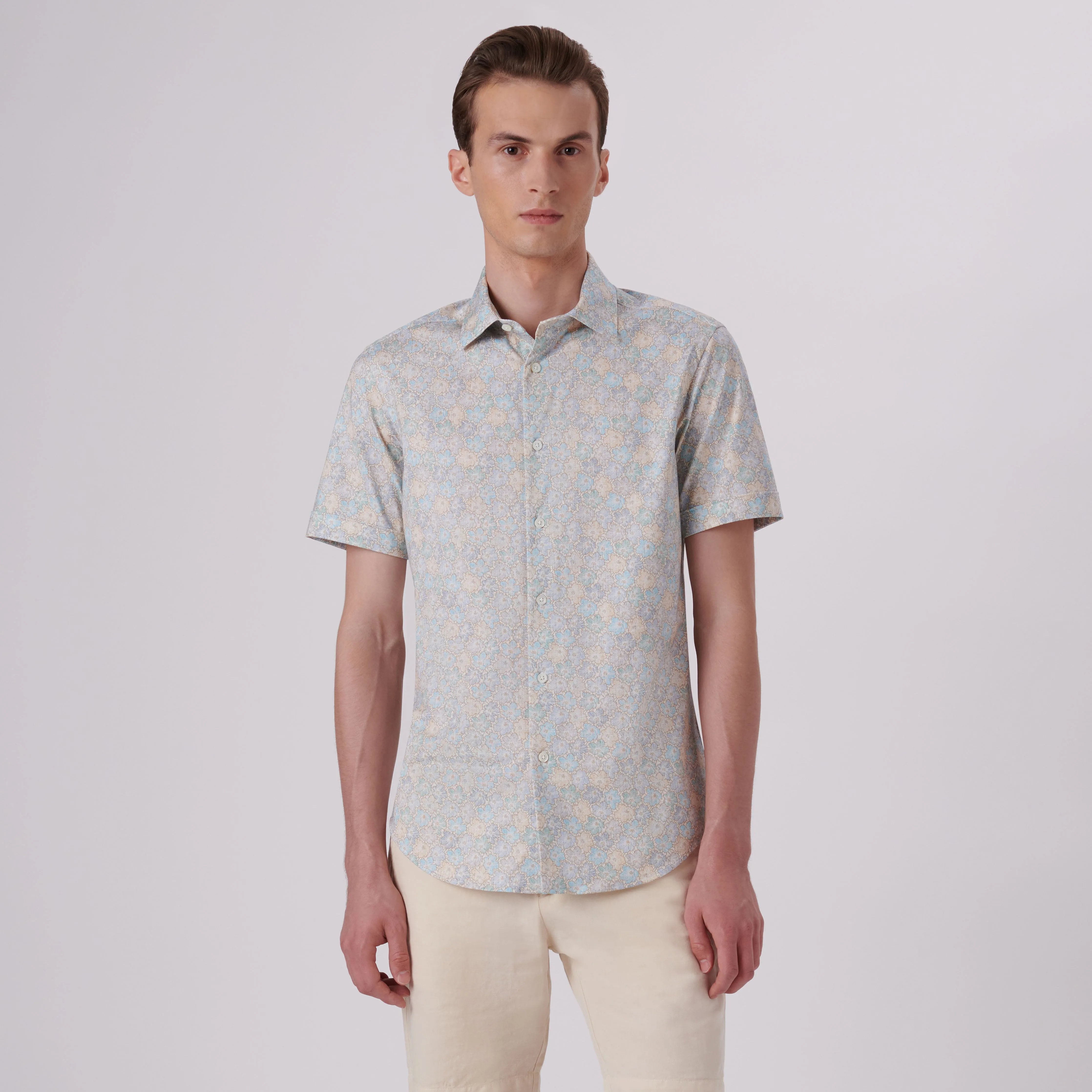 Miles Floral Print OoohCotton Short Sleeve Shirt sold by Bugatchi product image thumbnail 2