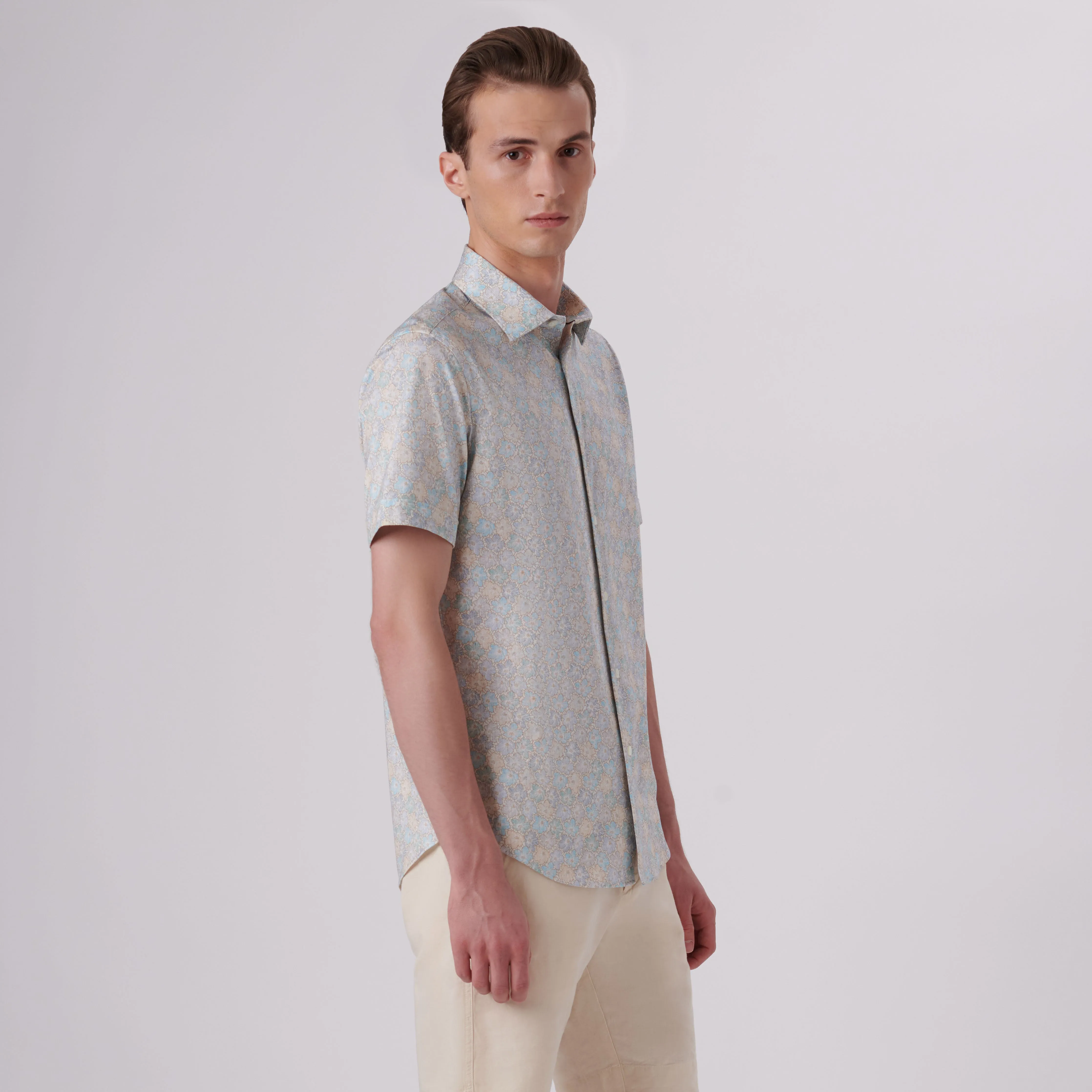 Miles Floral Print OoohCotton Short Sleeve Shirt sold by Bugatchi product image thumbnail 3