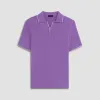 Rib Knit Short Sleeve Johnny Collar Sweater sold by Bugatchi