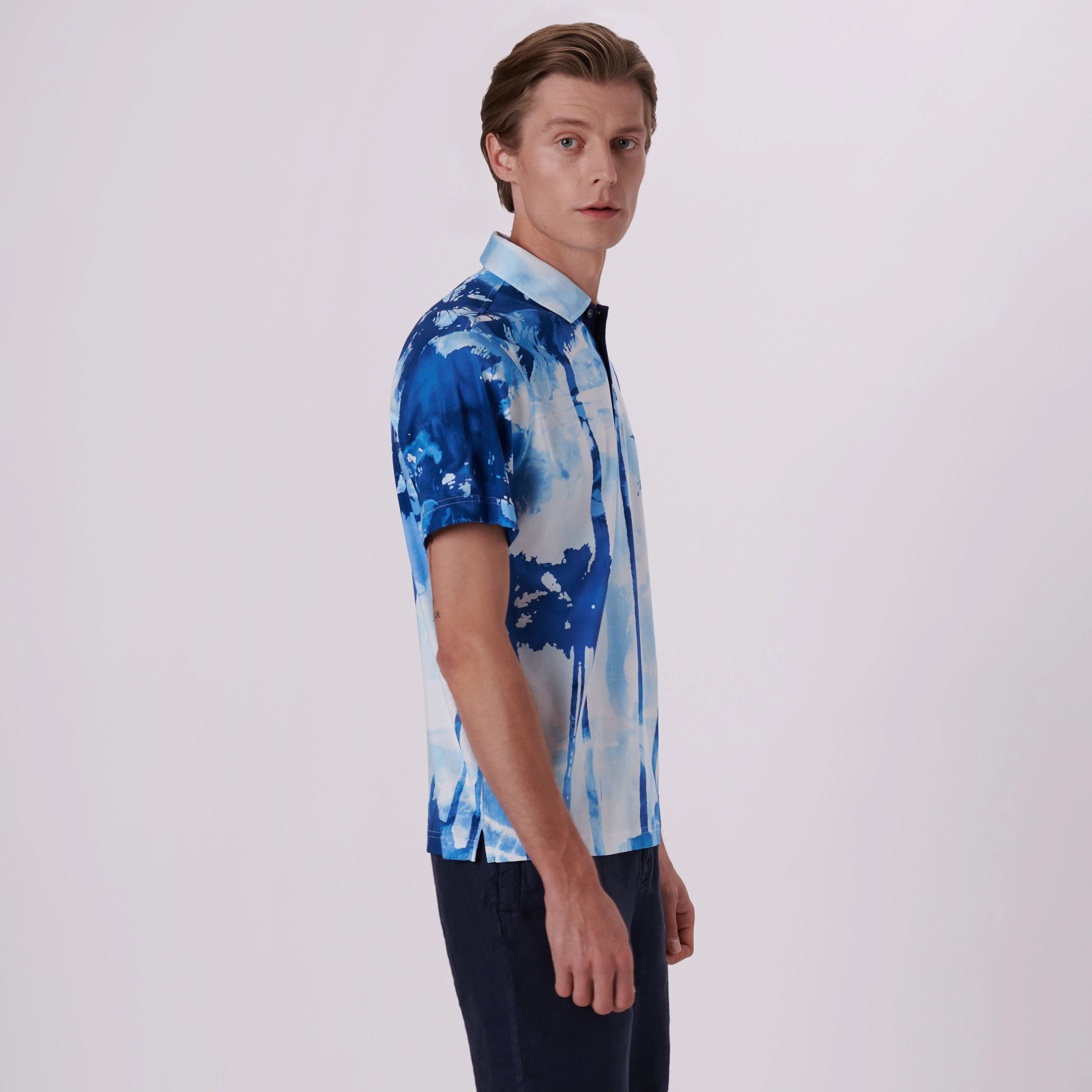 Hendrix Watercolor Tropics Print Polo Shirt sold by Bugatchi product image thumbnail 3