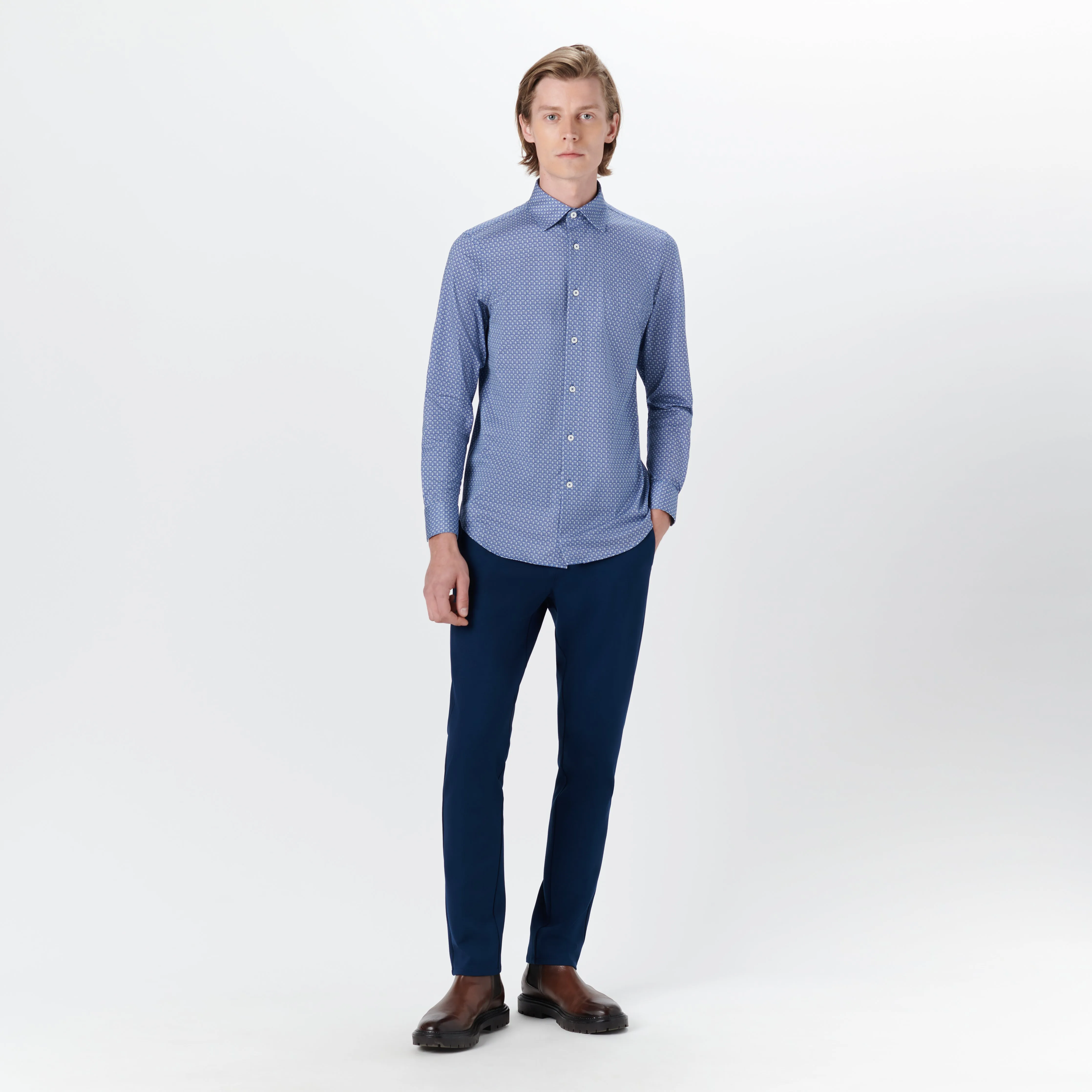 JAMES Tile Print OoohCotton Shirt sold by Bugatchi product image thumbnail 5