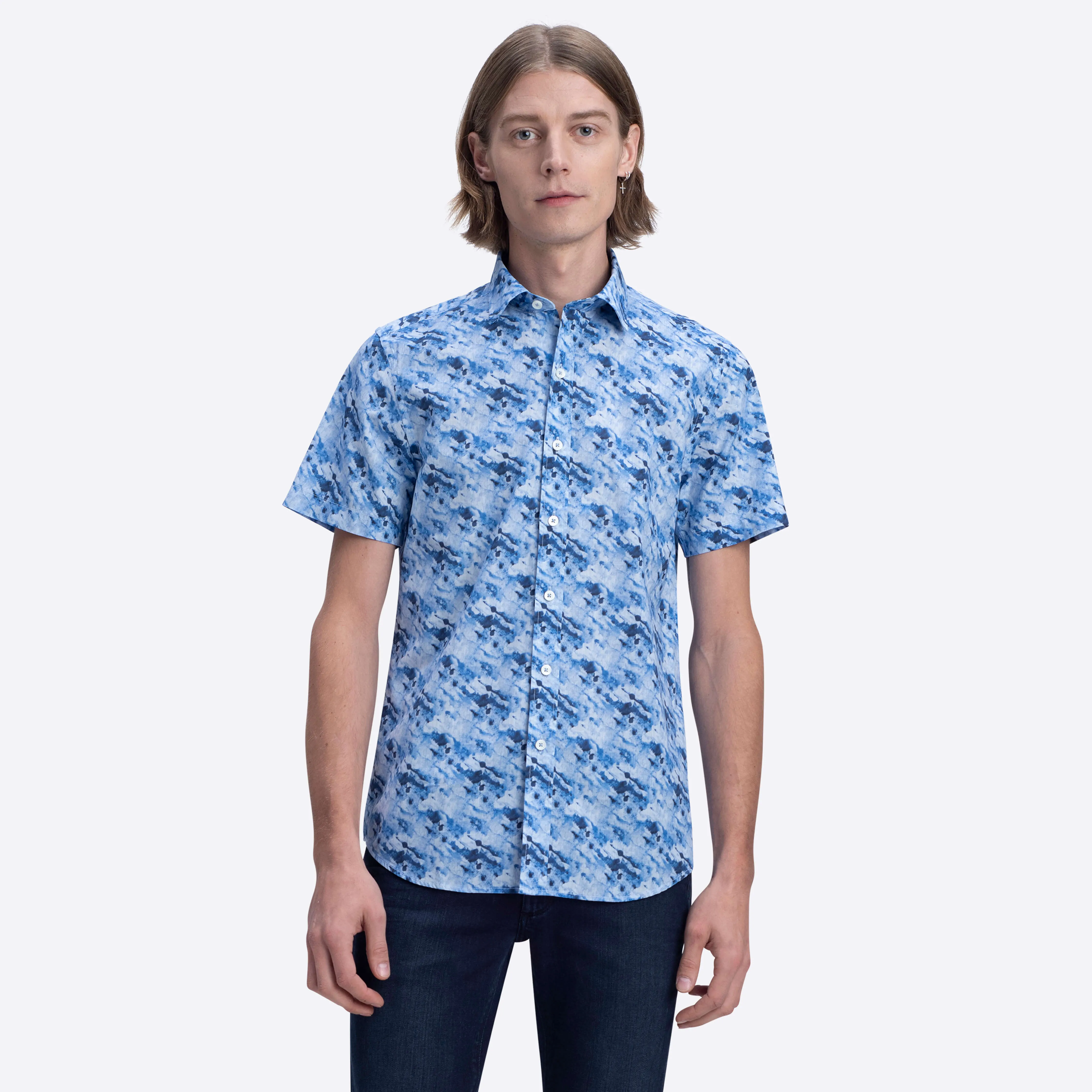 Orson Watercolor Print Short Sleeve Shirt sold by Bugatchi product image thumbnail 2