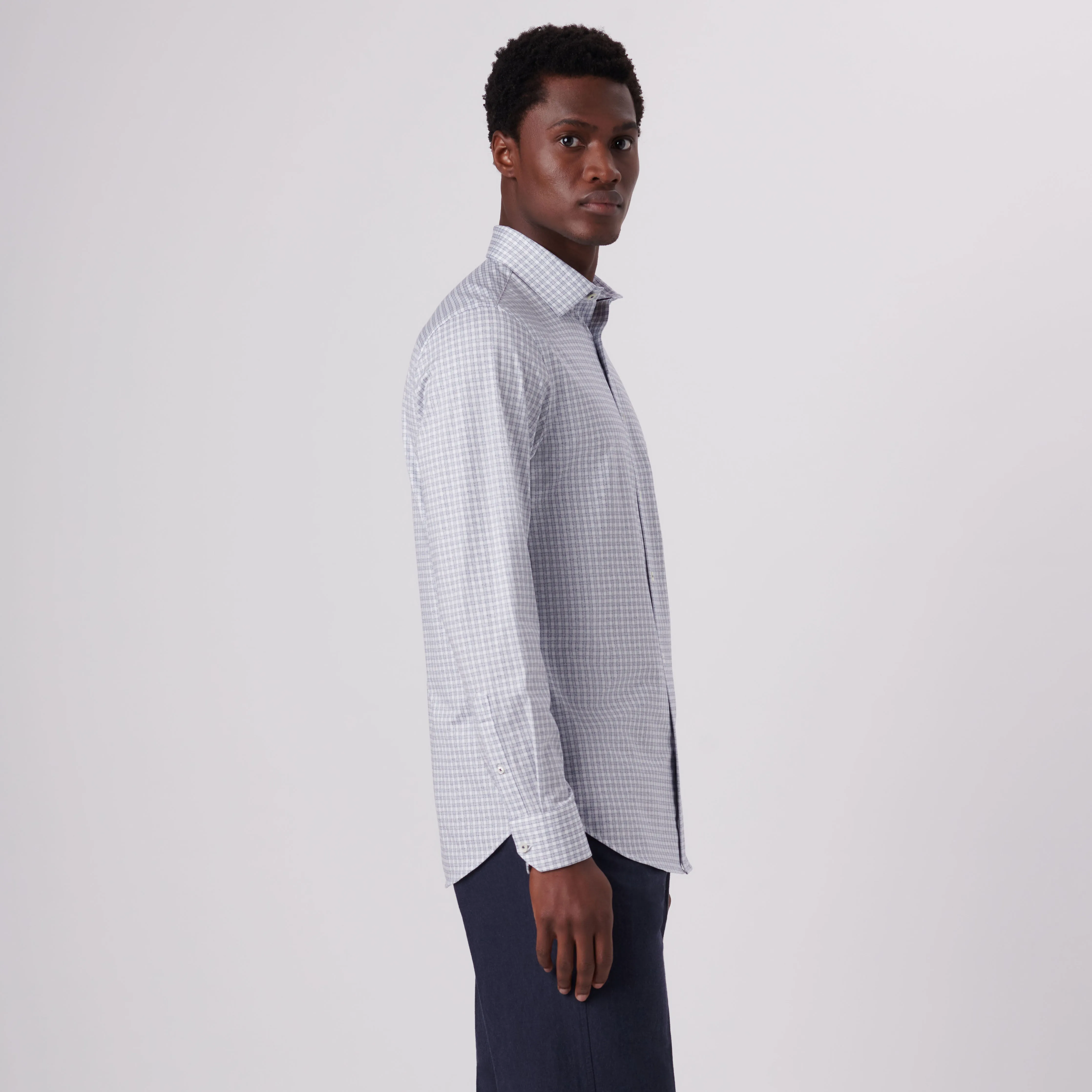 James Mini Check Print OoohCotton Shirt sold by Bugatchi product image thumbnail 3