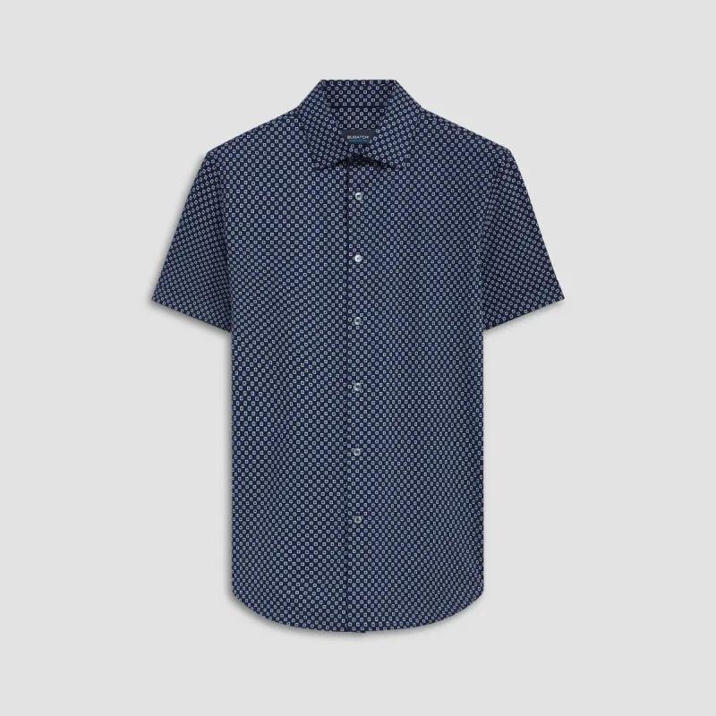 Miles Geometric Print OoohCotton Short Sleeve Shirt sold by Bugatchi