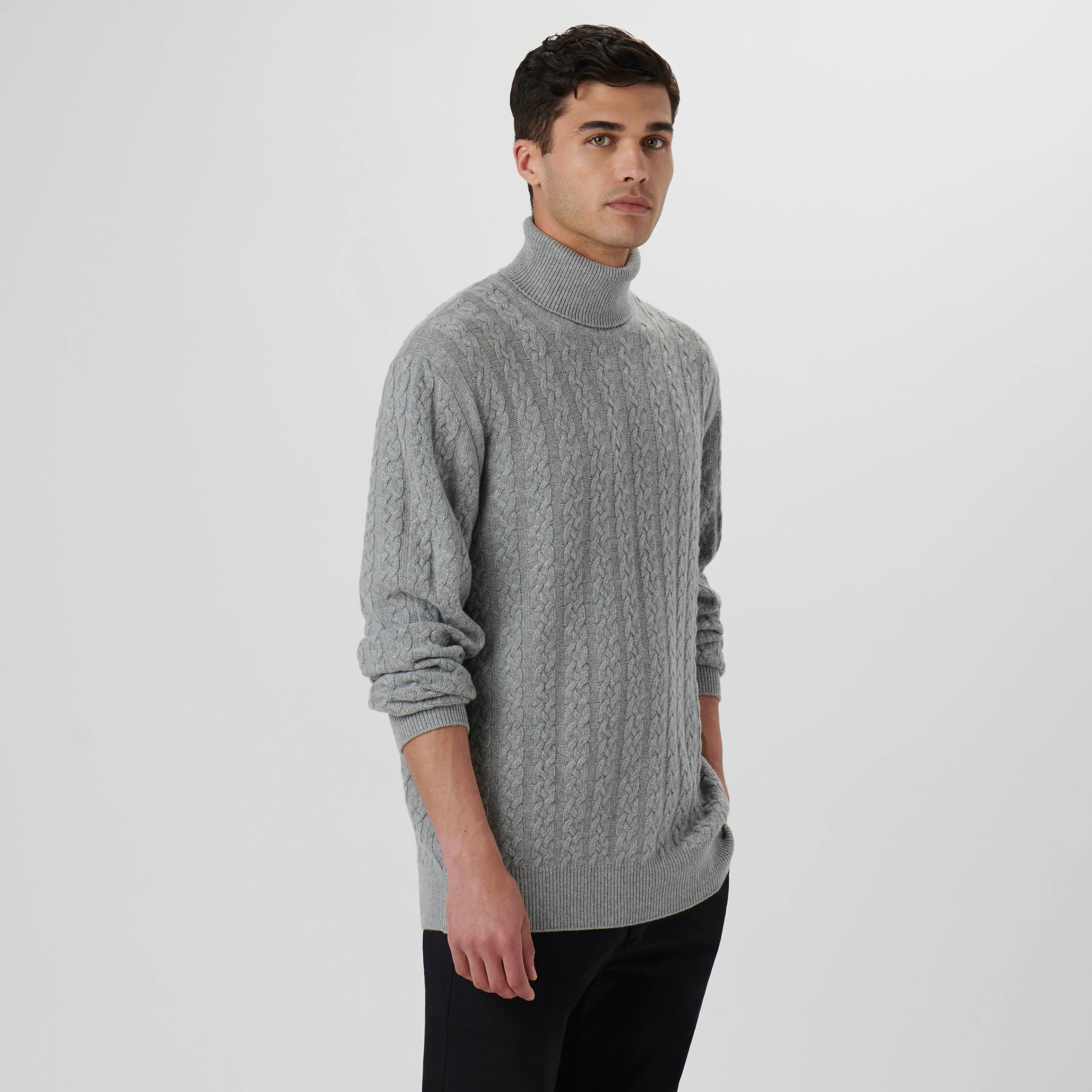 Solid Cable Turtleneck Sweater sold by Bugatchi product image thumbnail 3