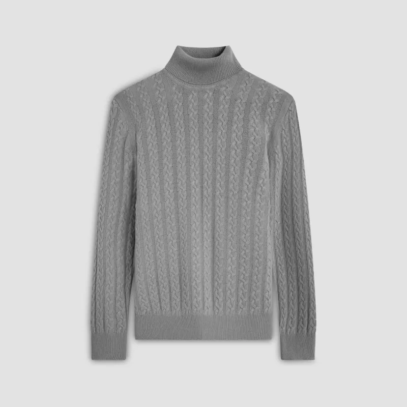 Solid Cable Turtleneck Sweater sold by Bugatchi