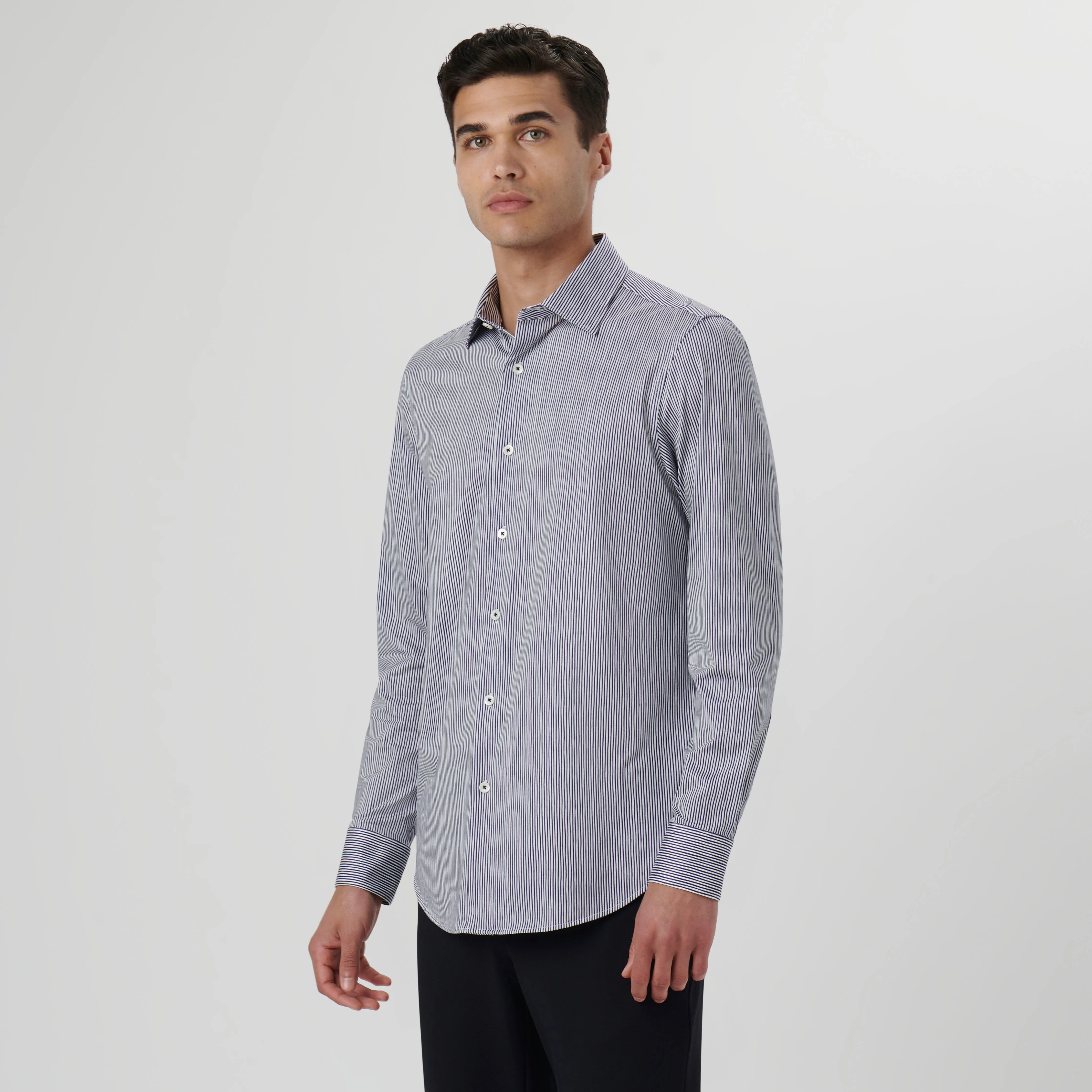 James Pencil Stripe OoohCotton Shirt sold by Bugatchi product image thumbnail 3