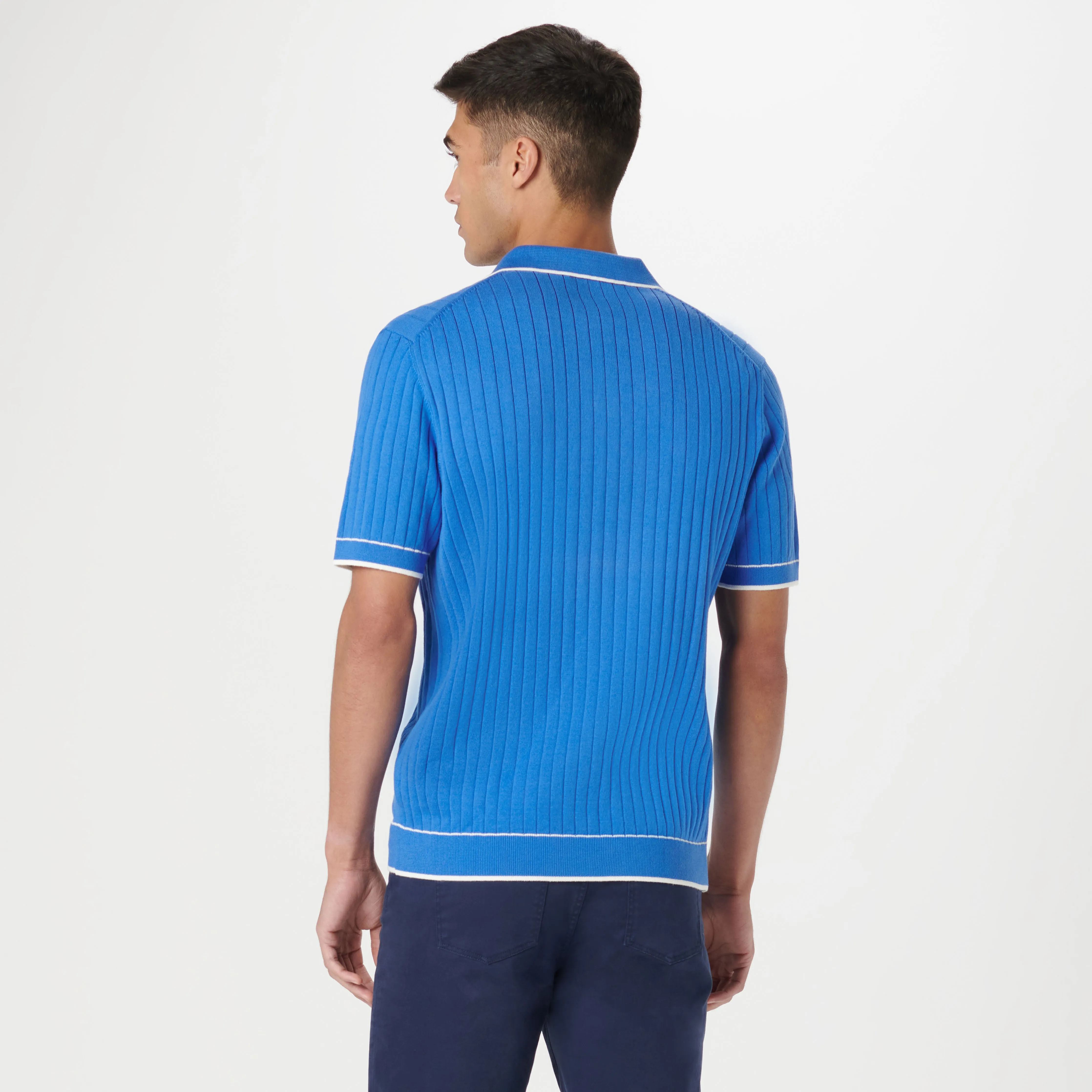 Rib Stitch Short Sleeve Johnny Sweater sold by Bugatchi product image thumbnail 4