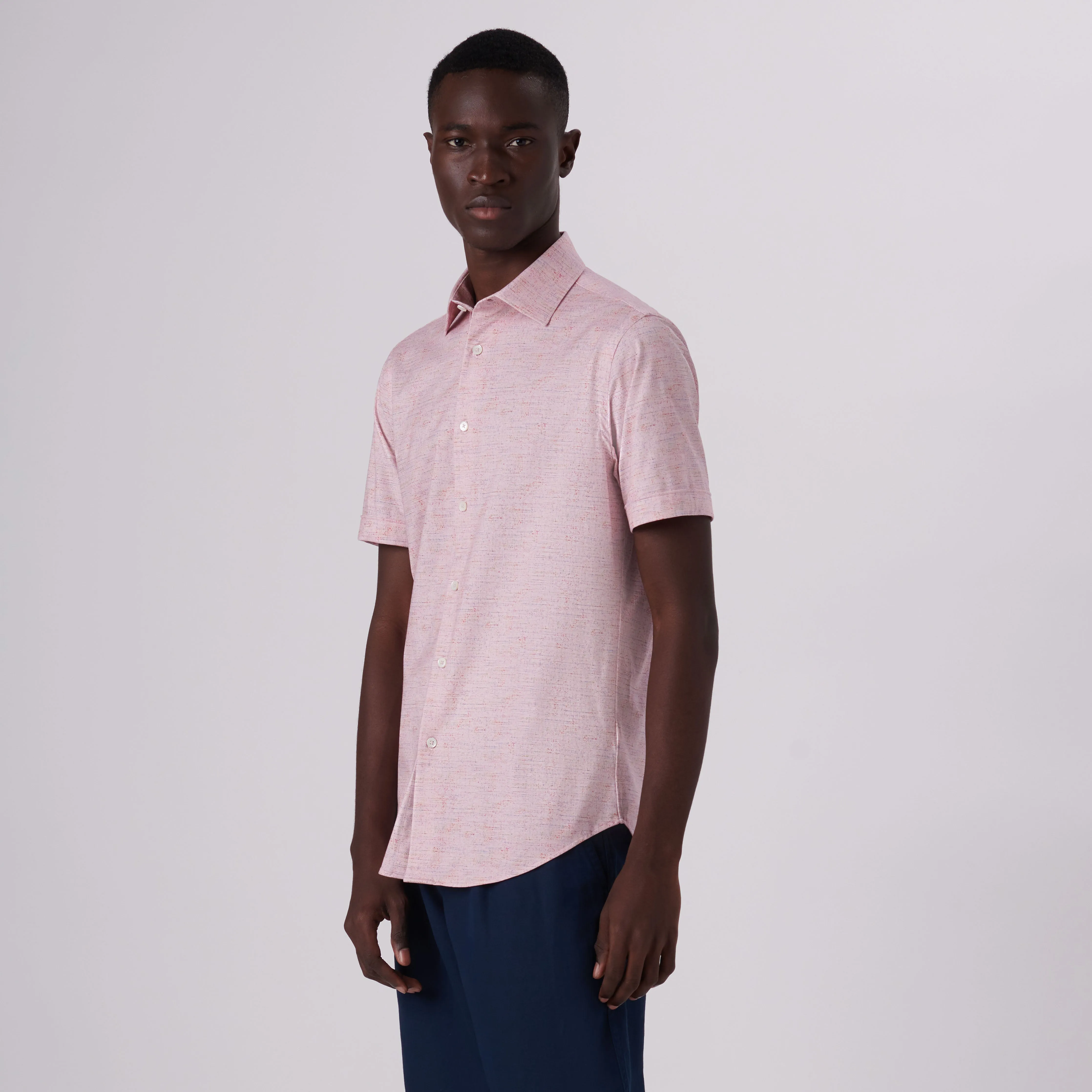 Miles Marled Print OoohCotton Short Sleeve Shirt sold by Bugatchi product image thumbnail 3