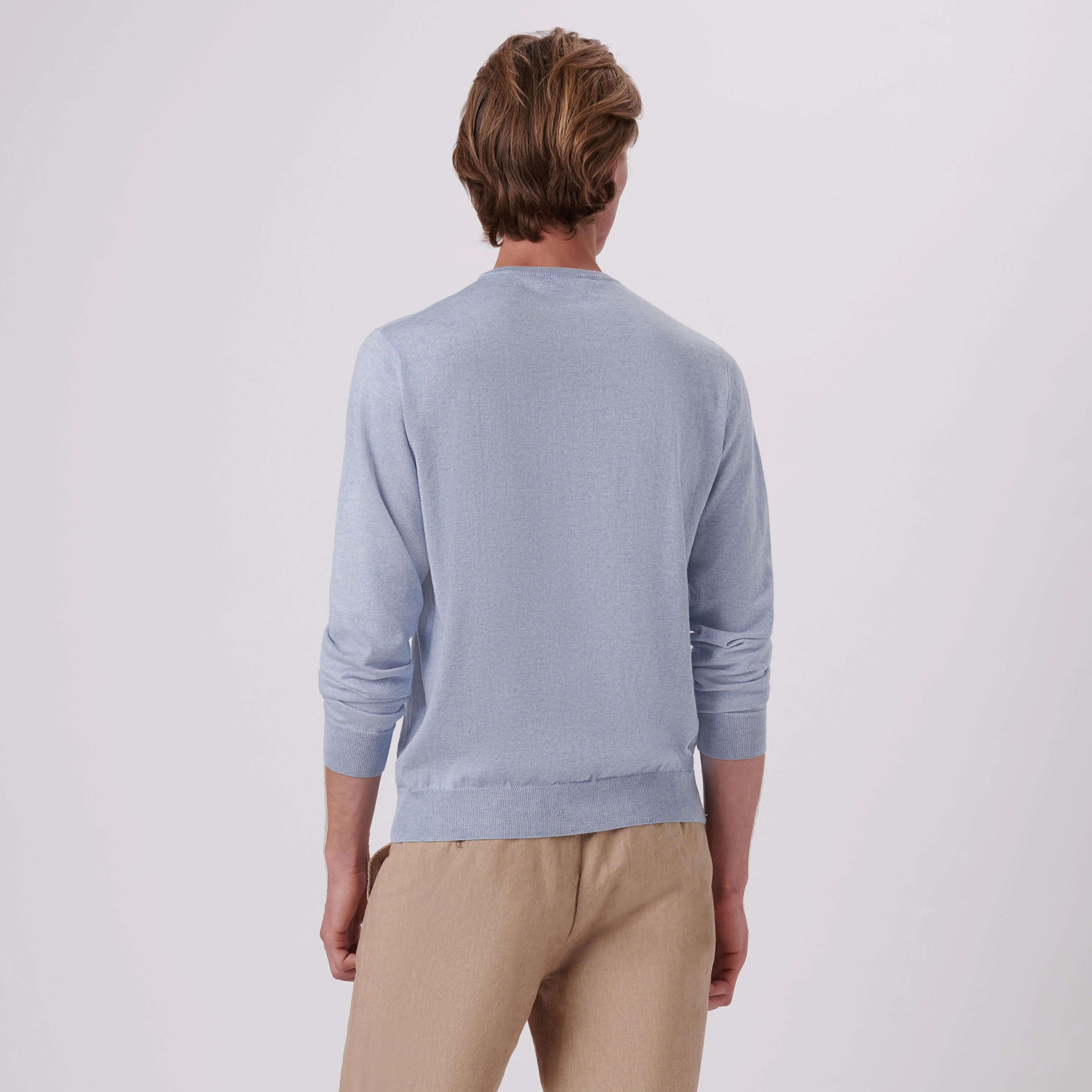 Solid Cotton Cashmere Crew Neck Sweater sold by Bugatchi product image thumbnail 4