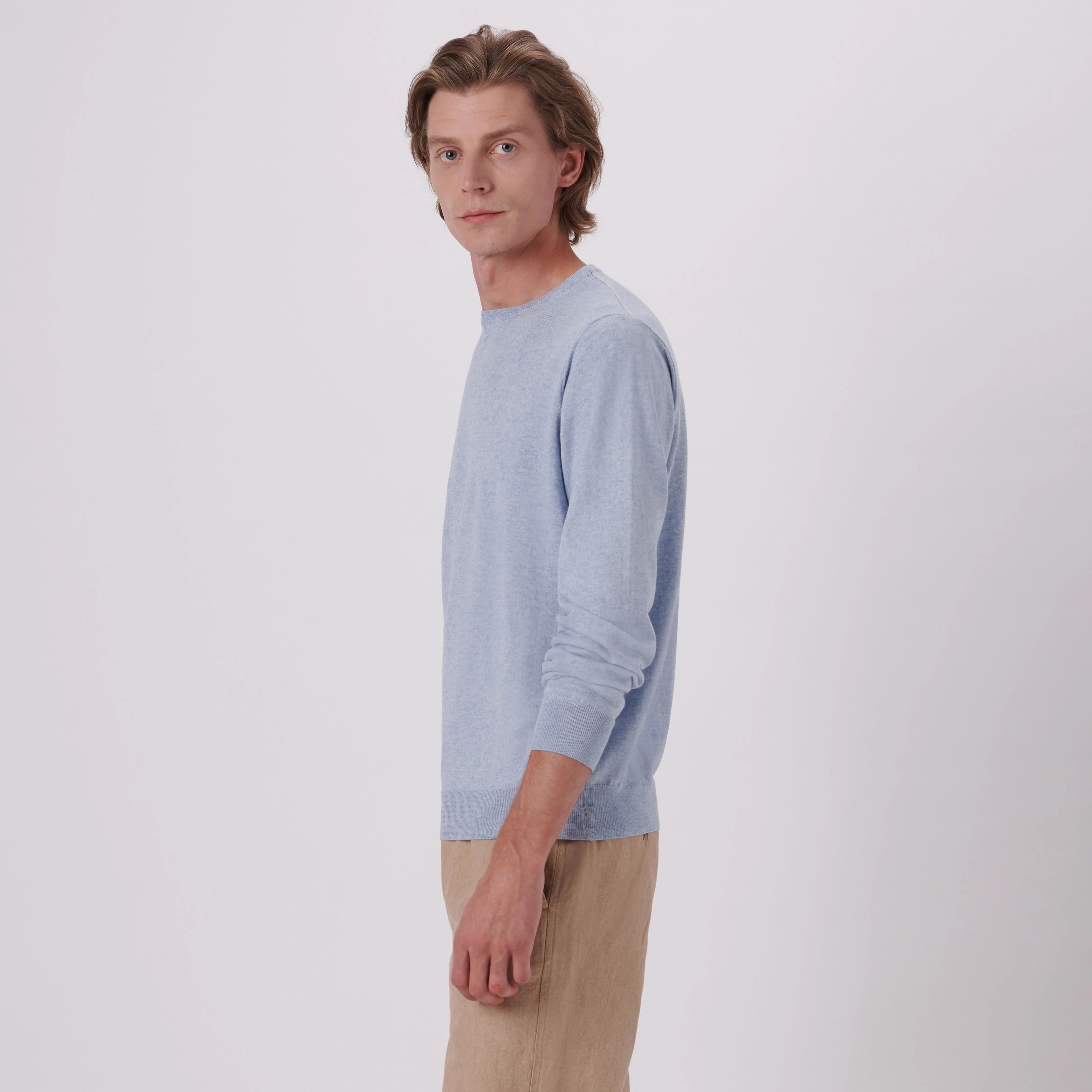 Solid Cotton Cashmere Crew Neck Sweater sold by Bugatchi product image thumbnail 3