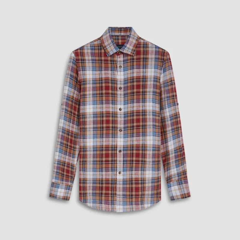 Julian Plaid Check Linen Shirt sold by Bugatchi