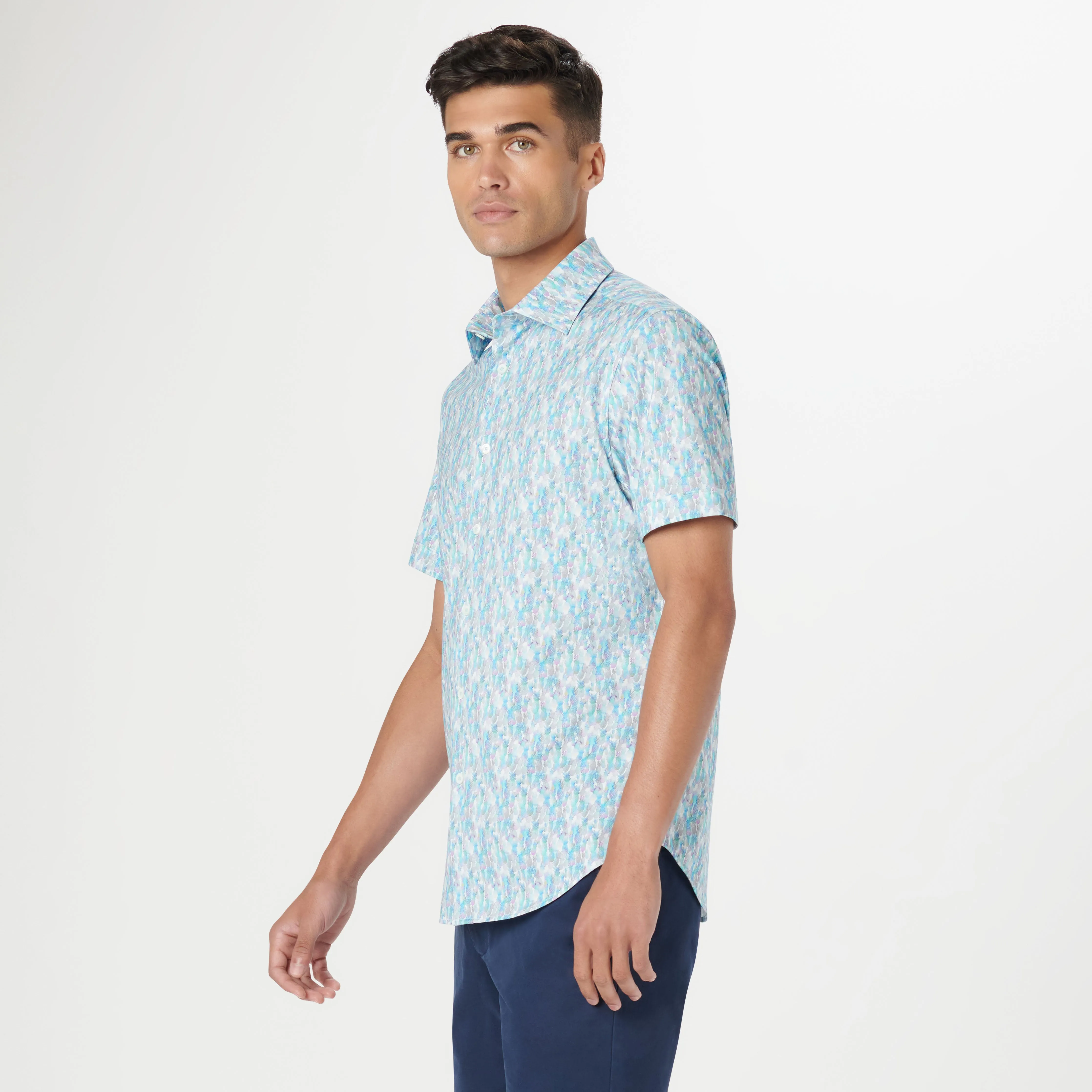 Miles Pineapple OoohCotton Short Sleeve Shirt sold by Bugatchi product image thumbnail 3