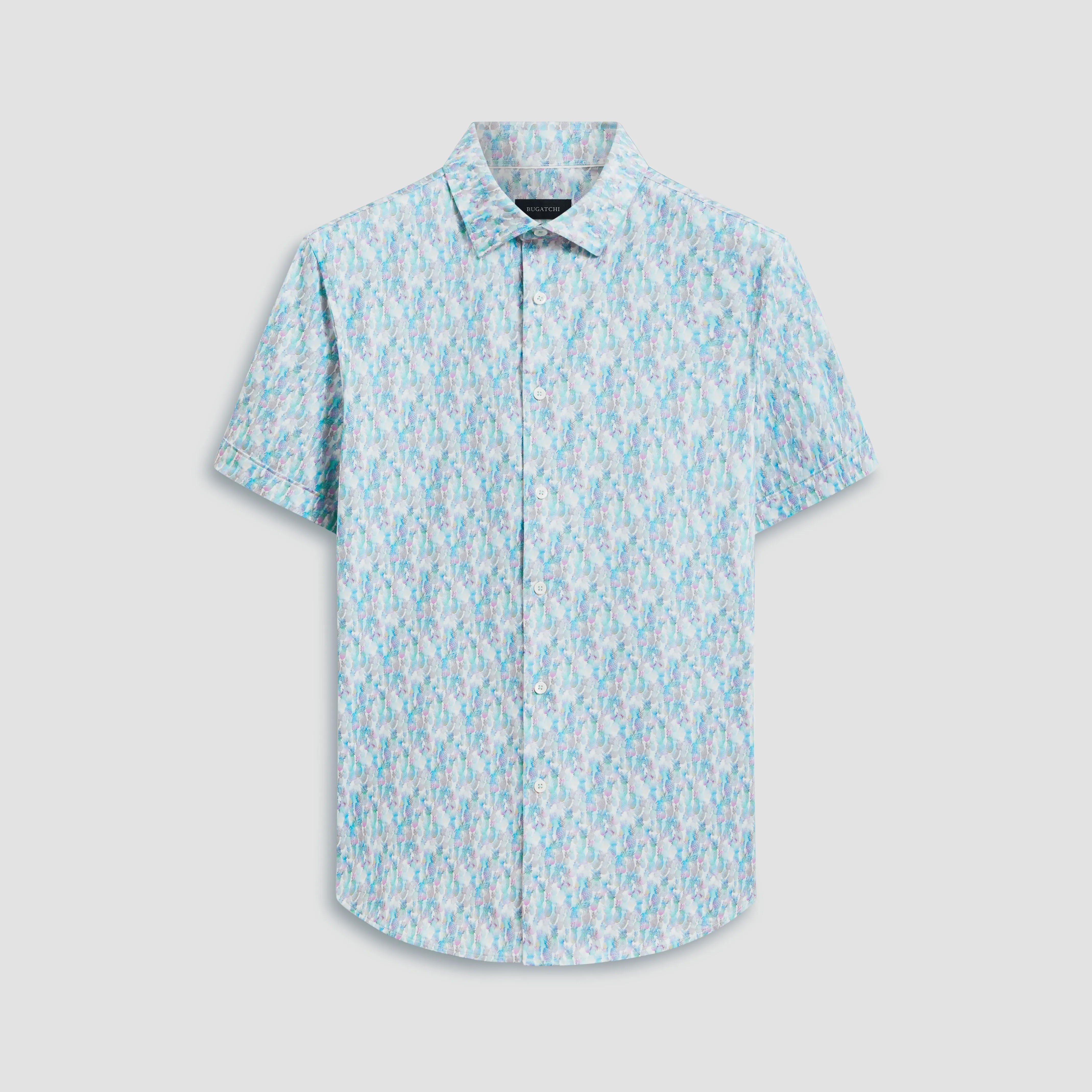 Miles Pineapple OoohCotton Short Sleeve Shirt sold by Bugatchi