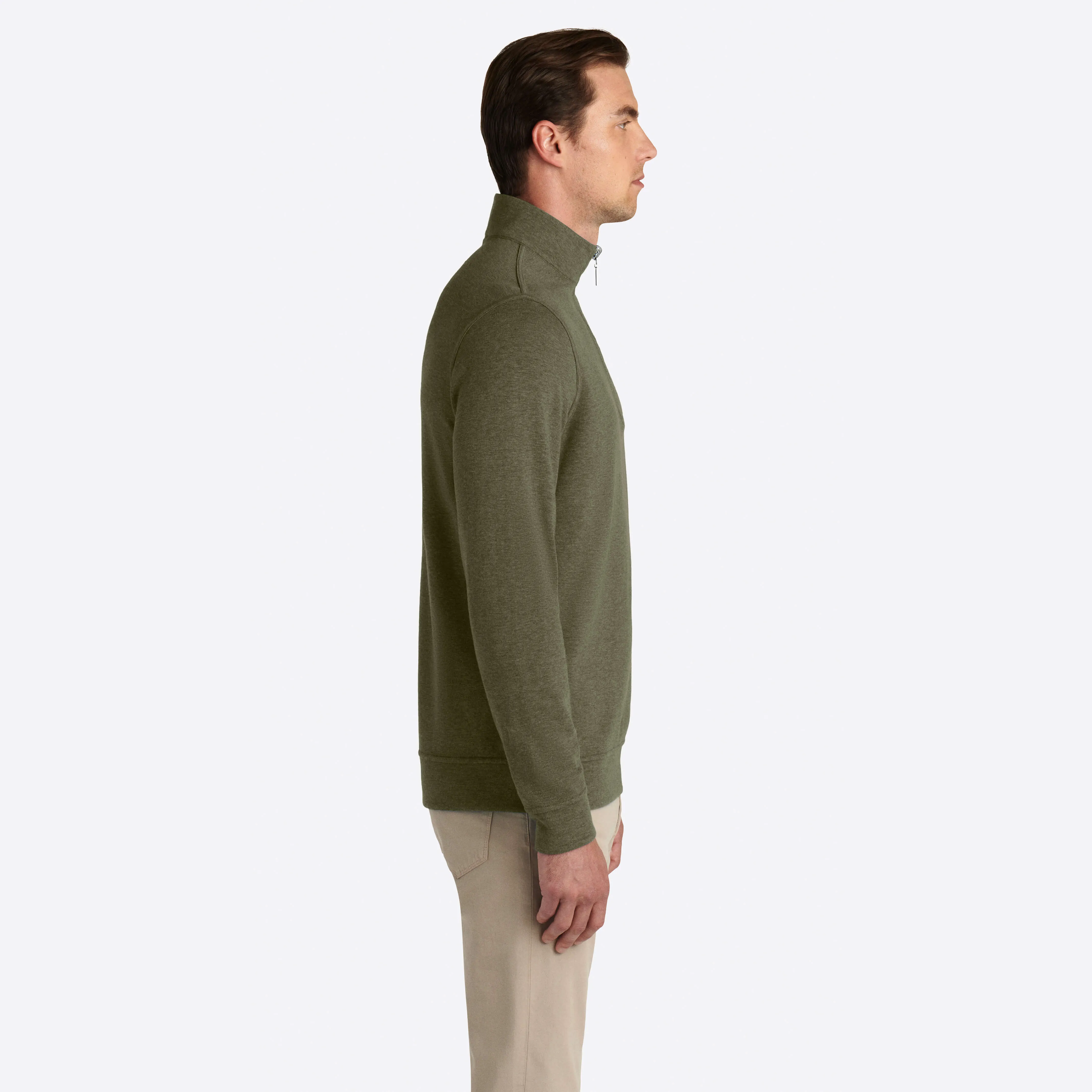 Heather and Bird's Eye Reversible Quarter Zip Mock Neck sold by Bugatchi product image thumbnail 4
