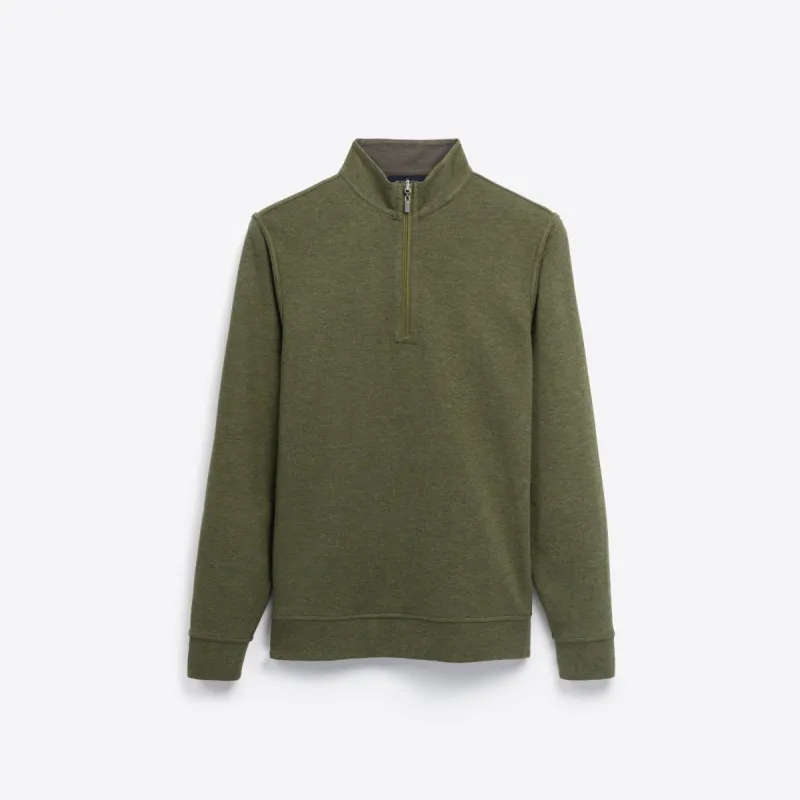 Heather and Bird's Eye Reversible Quarter Zip Mock Neck sold by Bugatchi