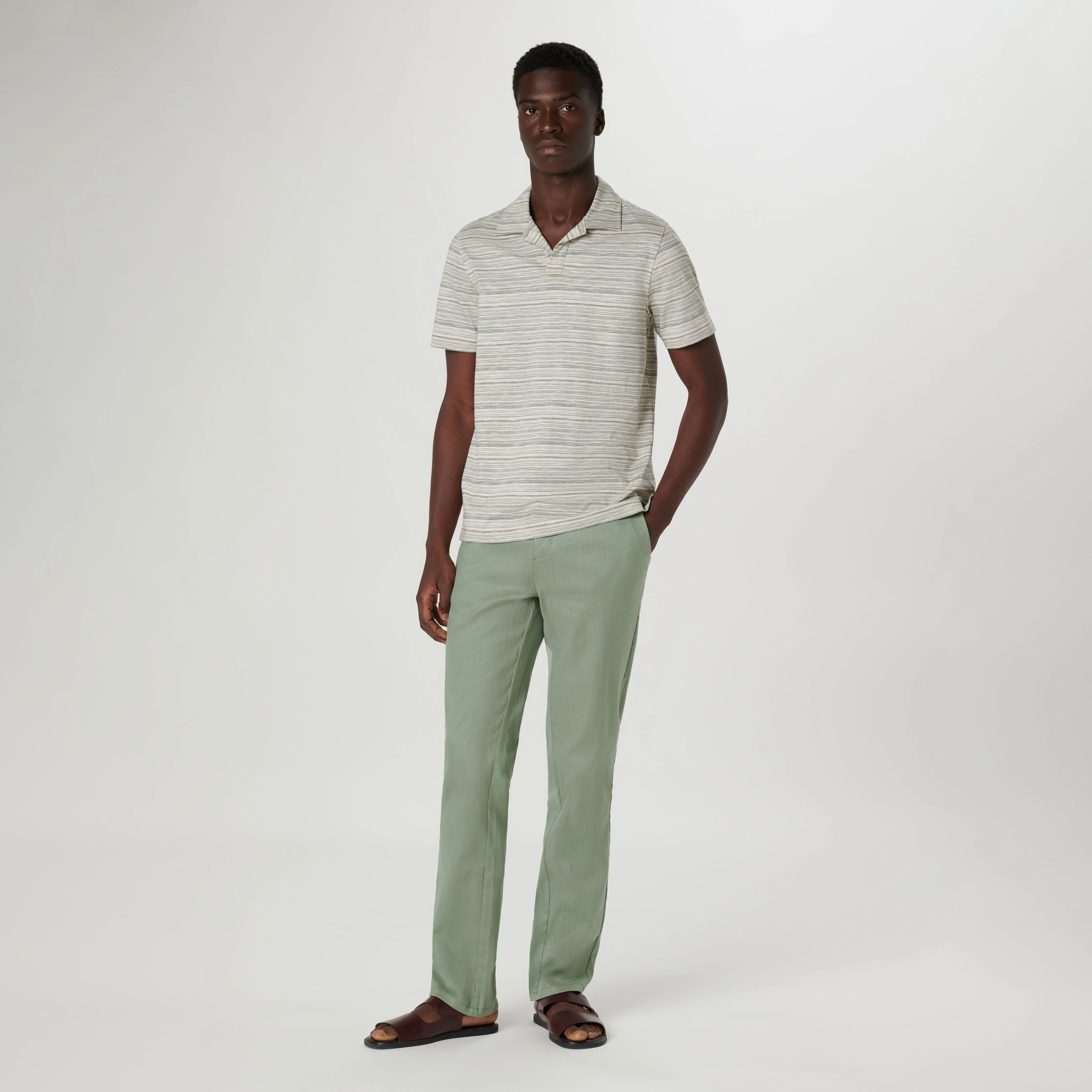 Striped Johnny Collar Polo sold by Bugatchi product image thumbnail 5