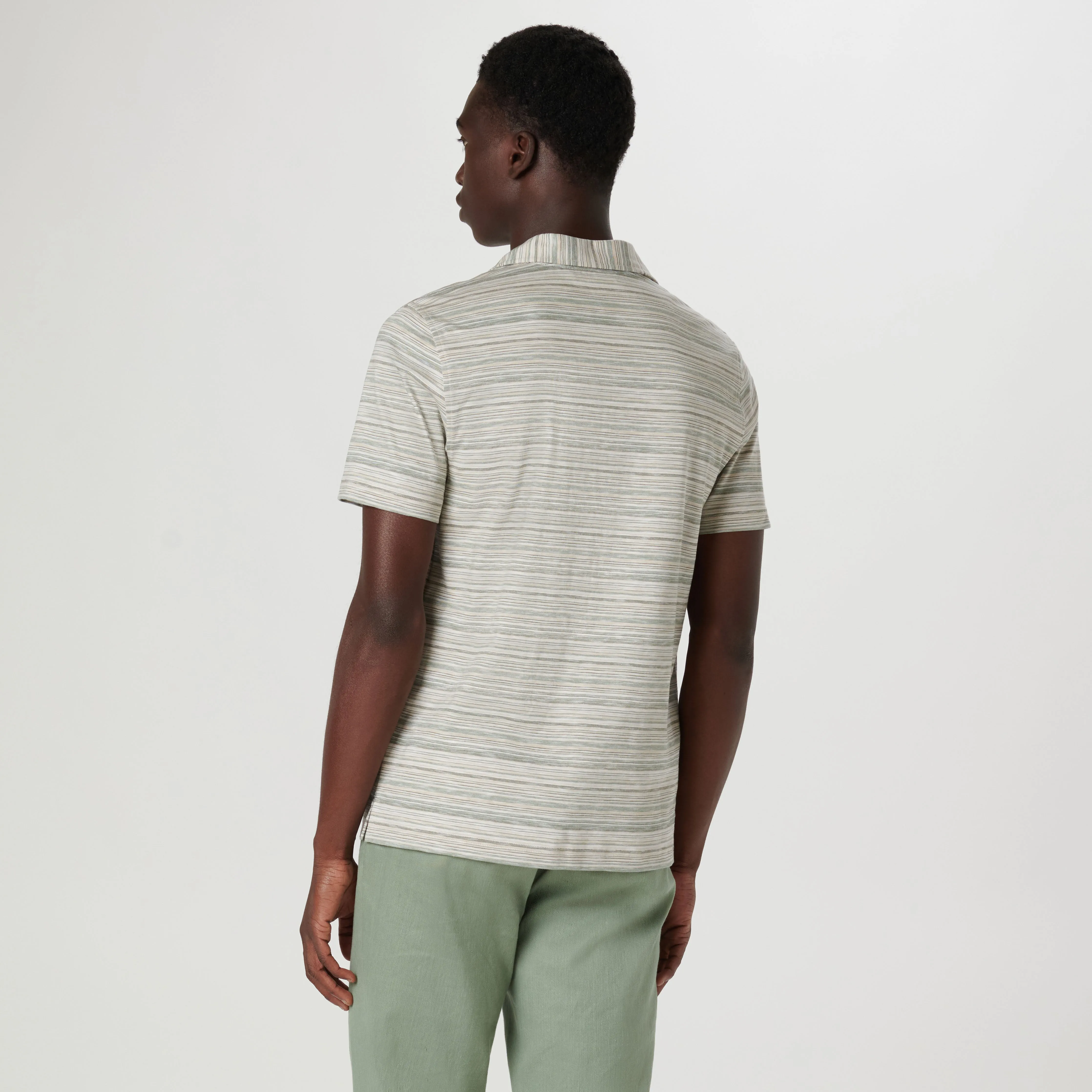 Striped Johnny Collar Polo sold by Bugatchi product image thumbnail 4