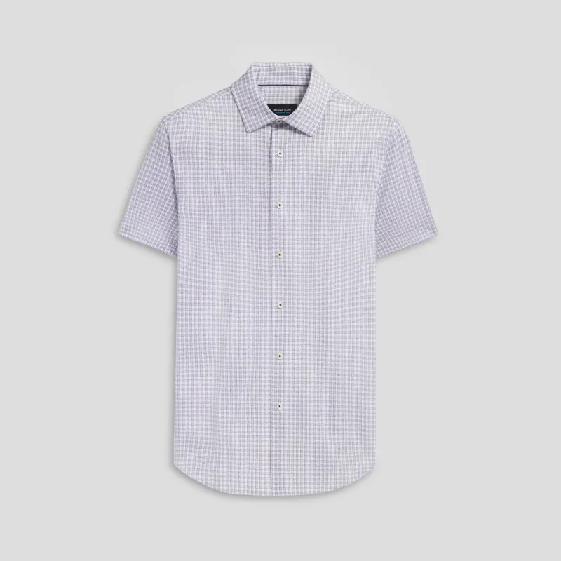 Miles Mini Check Print OoohCotton Short Sleeve Shirt sold by Bugatchi