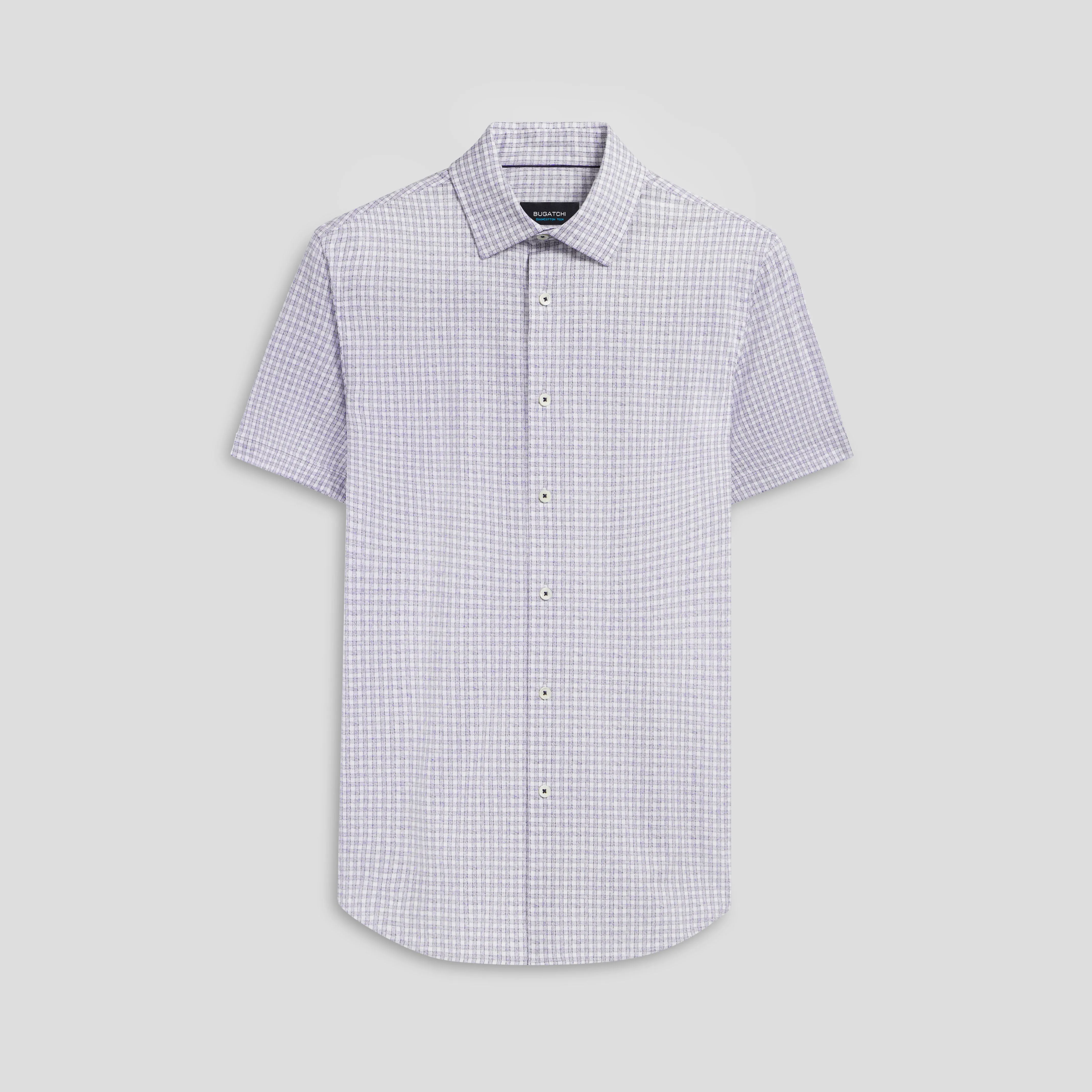 Miles Mini Check Print OoohCotton Short Sleeve Shirt sold by Bugatchi