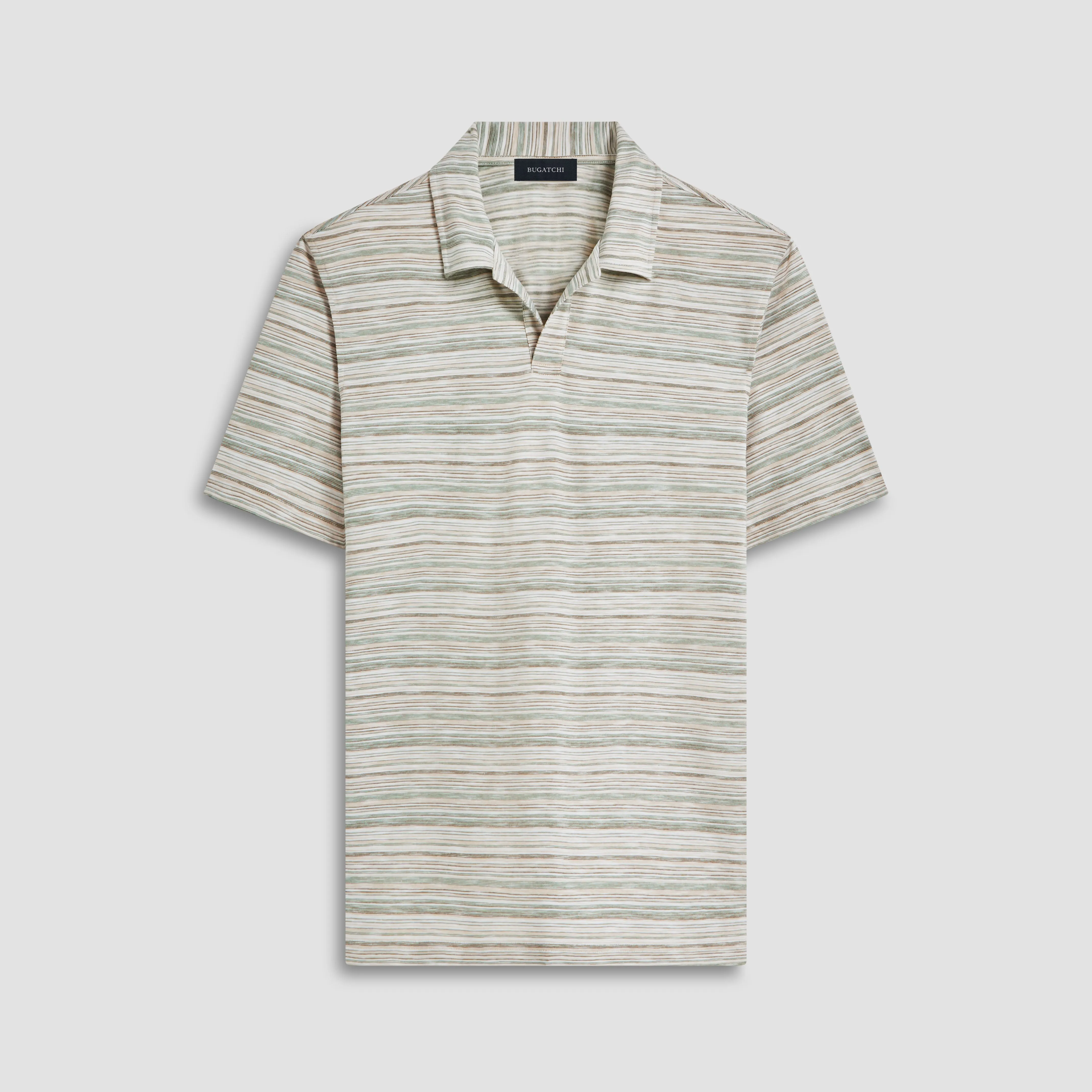 Striped Johnny Collar Polo sold by Bugatchi