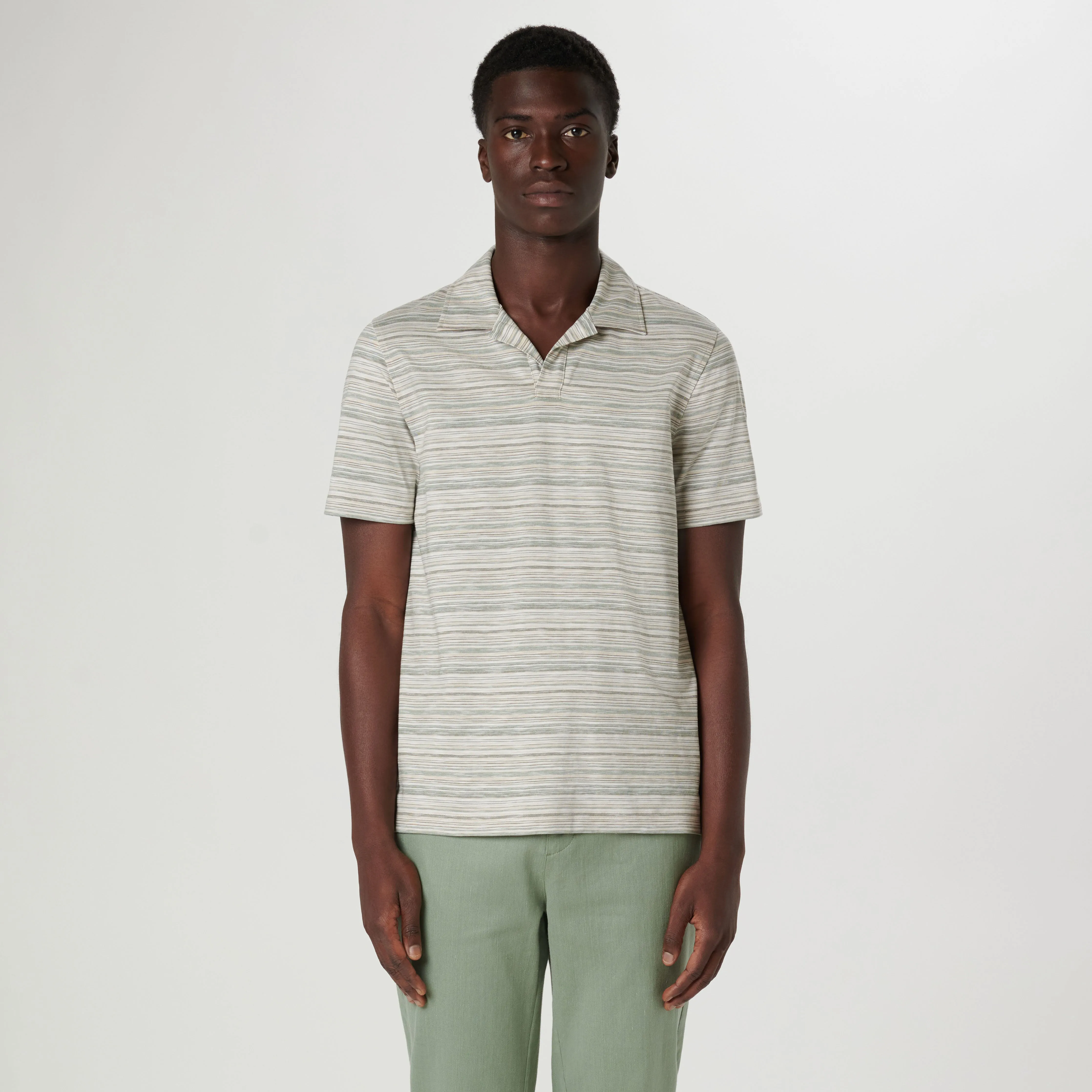 Striped Johnny Collar Polo sold by Bugatchi product image thumbnail 2