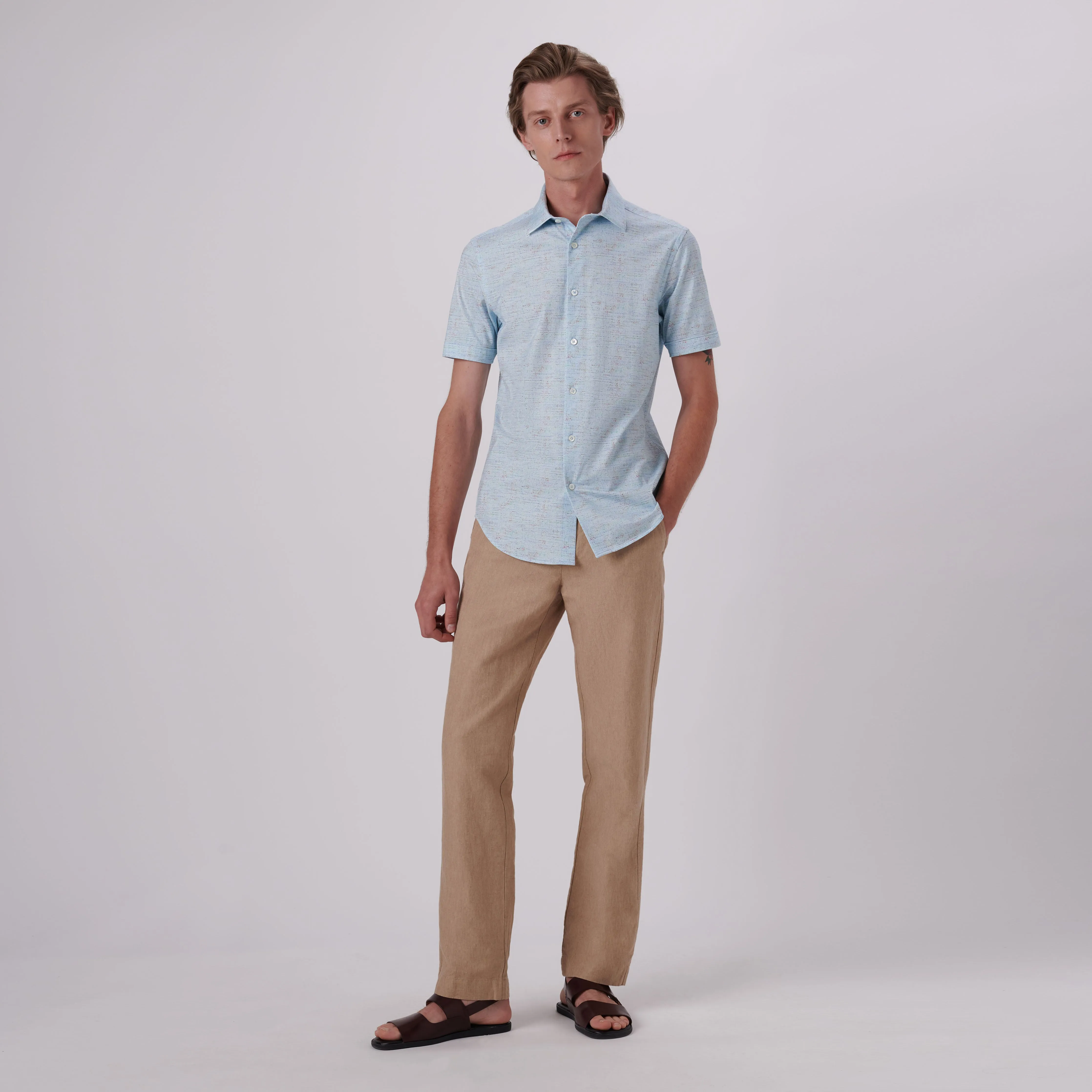 Miles Marled Print OoohCotton Short Sleeve Shirt sold by Bugatchi product image thumbnail 5