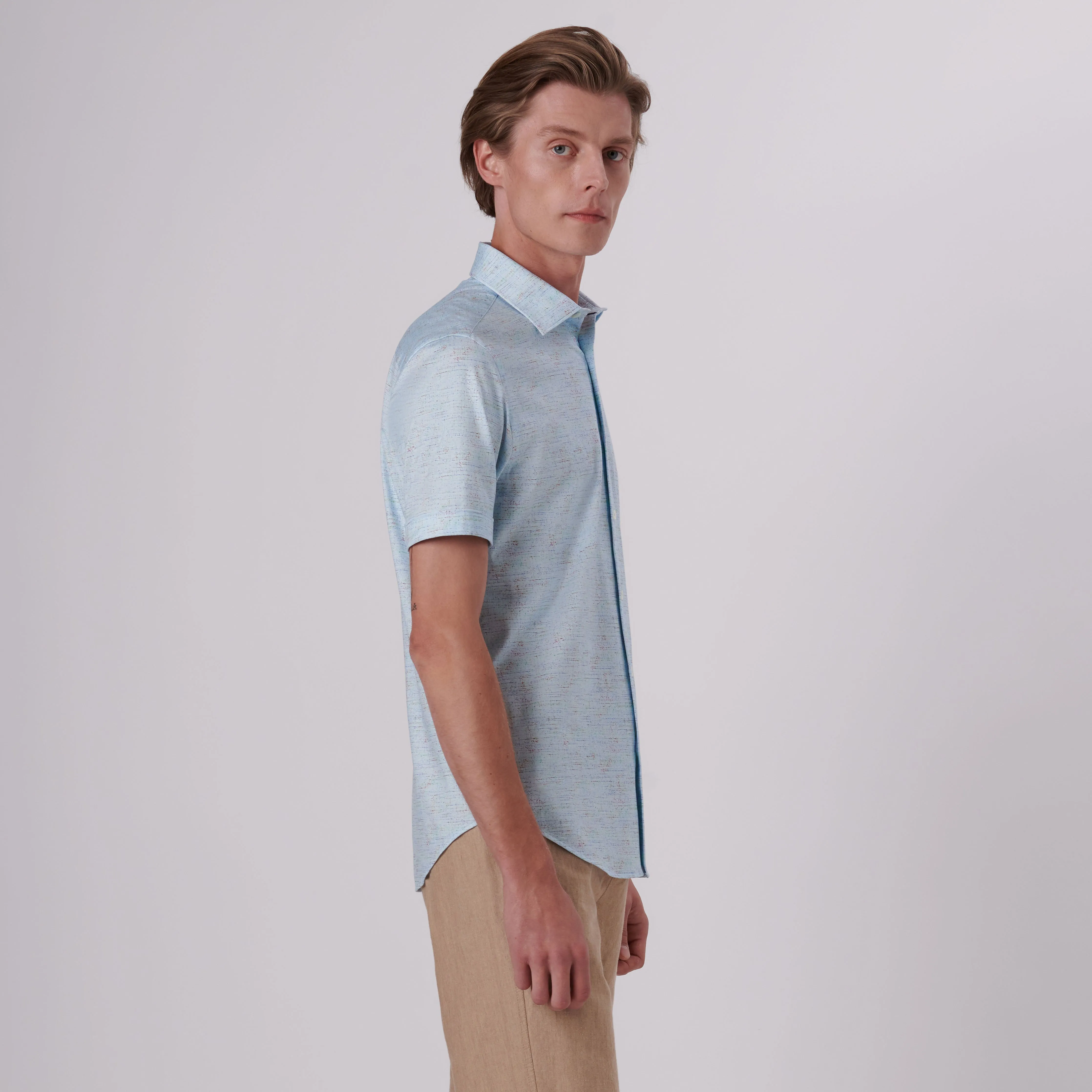 Miles Marled Print OoohCotton Short Sleeve Shirt sold by Bugatchi product image thumbnail 3