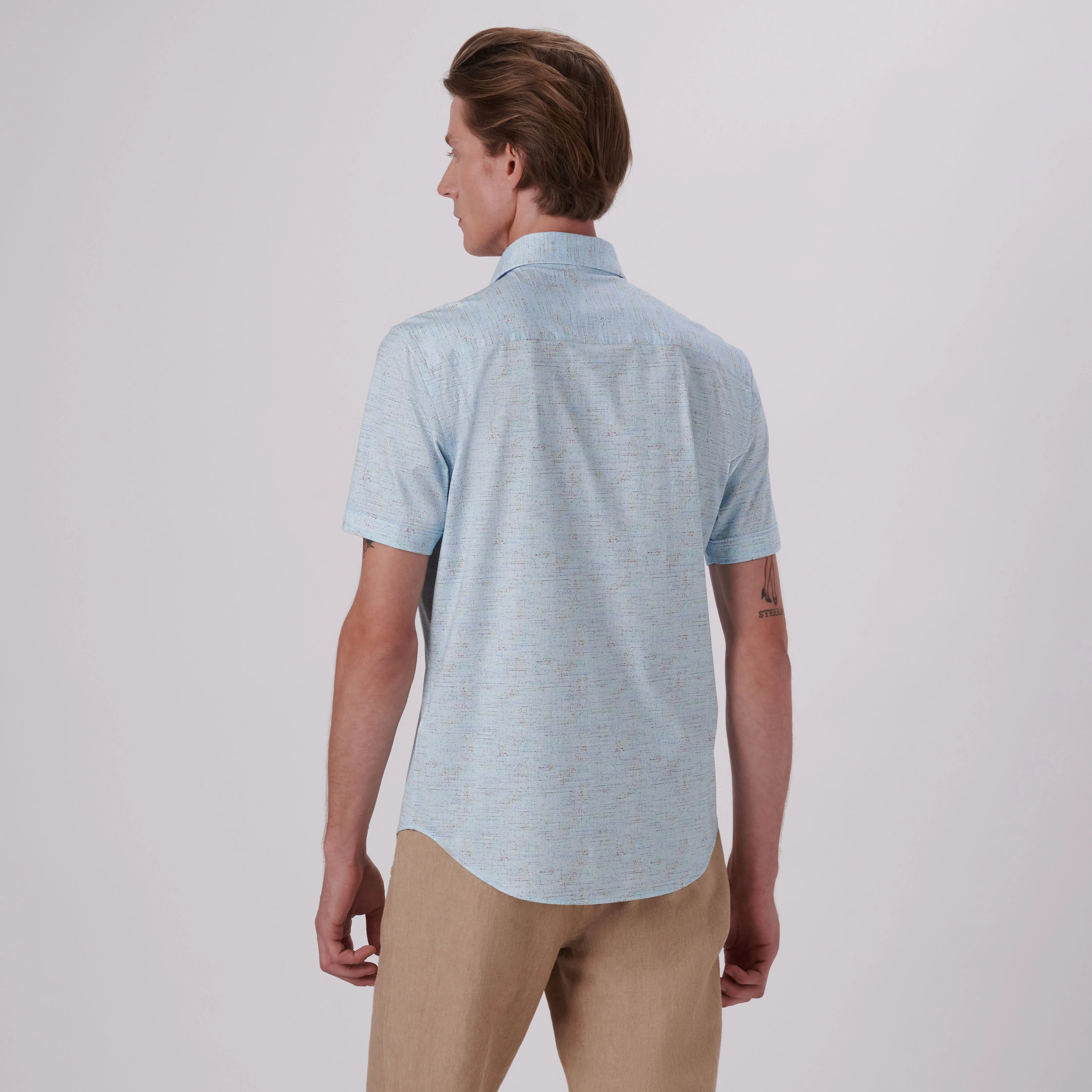 Miles Marled Print OoohCotton Short Sleeve Shirt sold by Bugatchi product image thumbnail 4