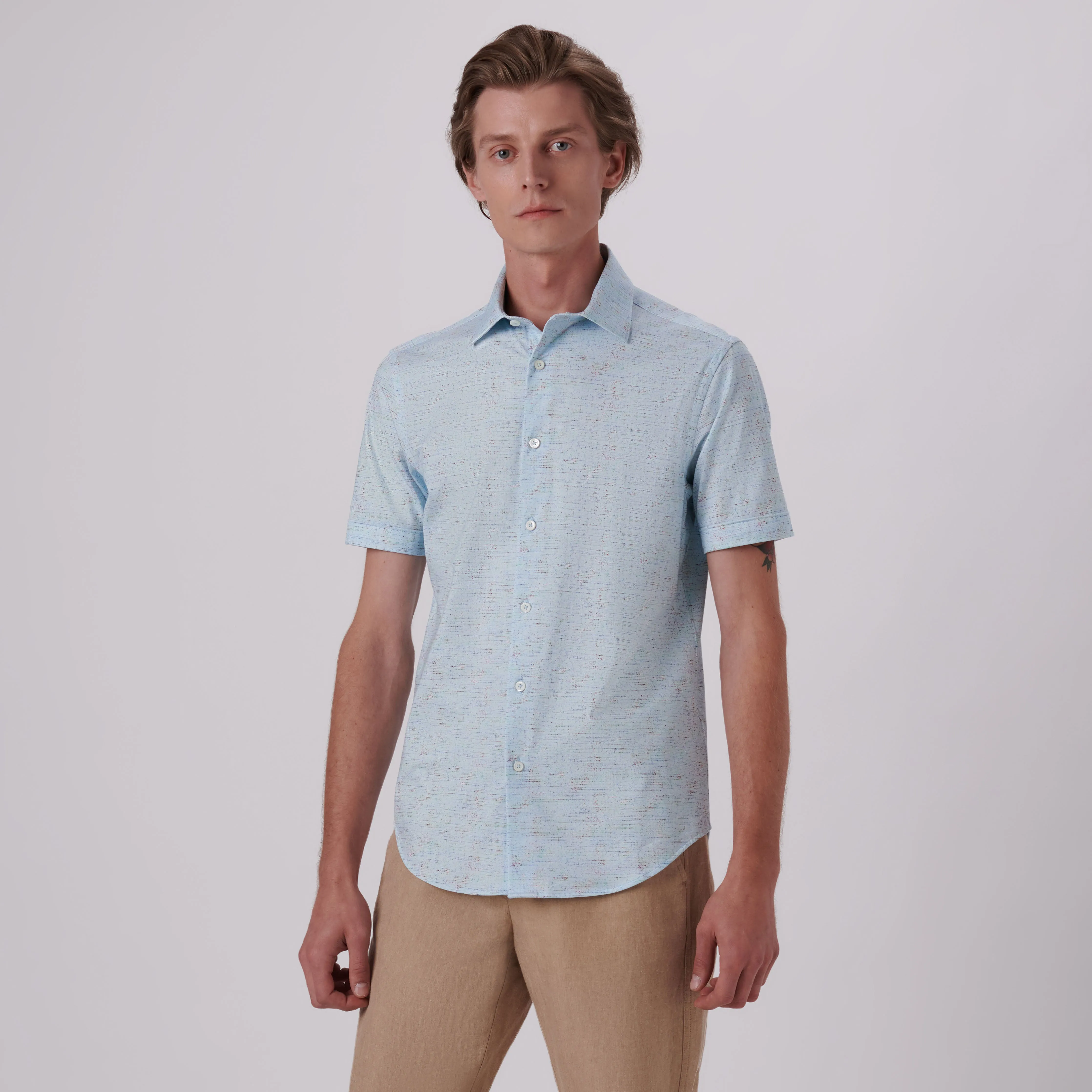 Miles Marled Print OoohCotton Short Sleeve Shirt sold by Bugatchi product image thumbnail 2