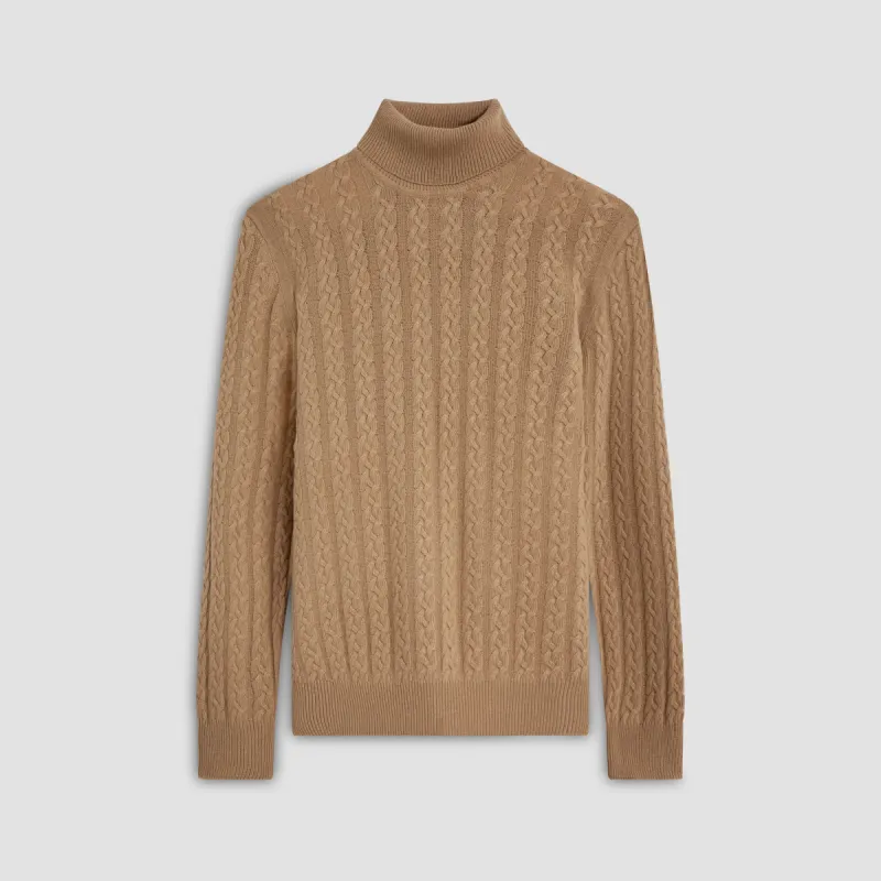 Solid Cable Turtleneck Sweater sold by Bugatchi