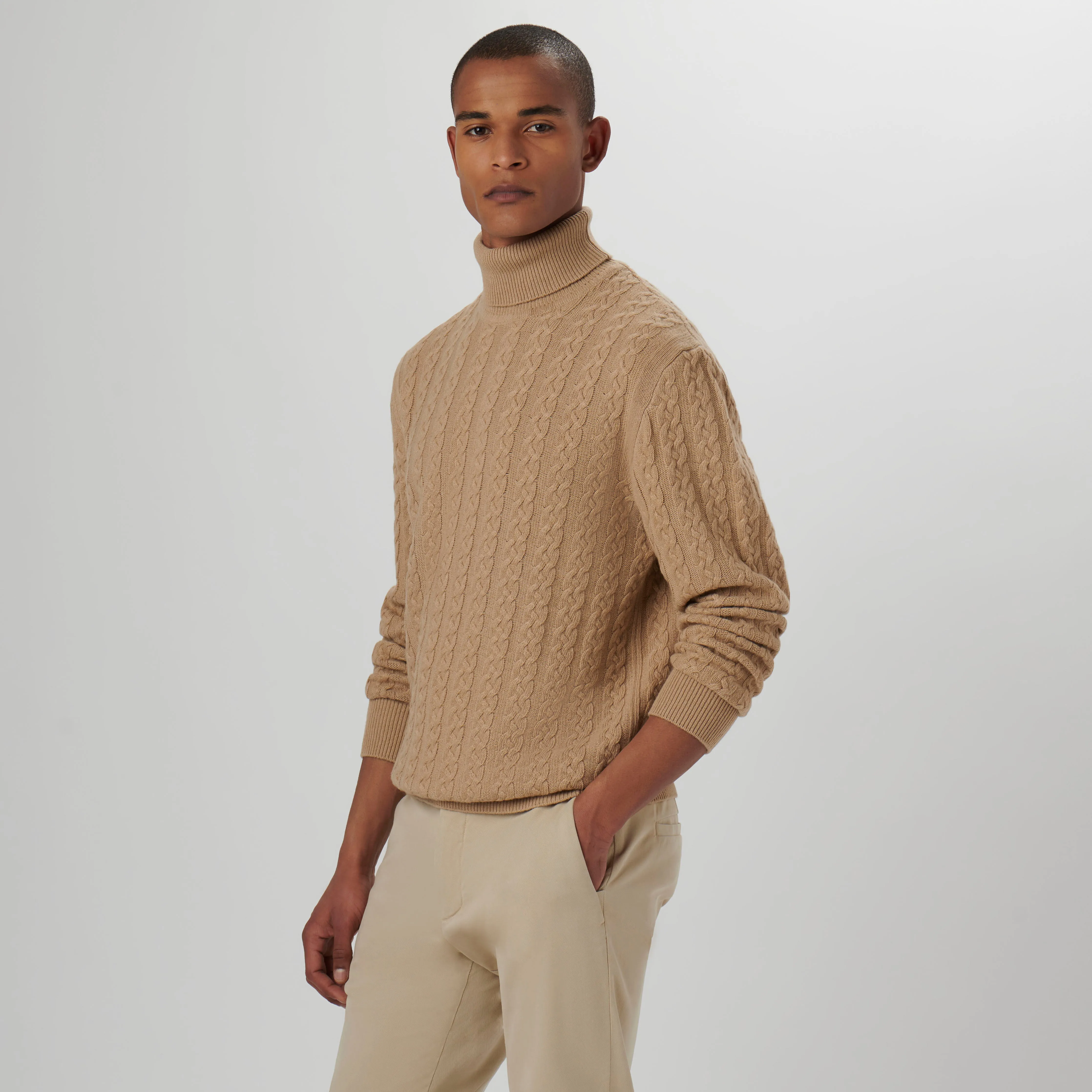 Solid Cable Turtleneck Sweater sold by Bugatchi product image thumbnail 3