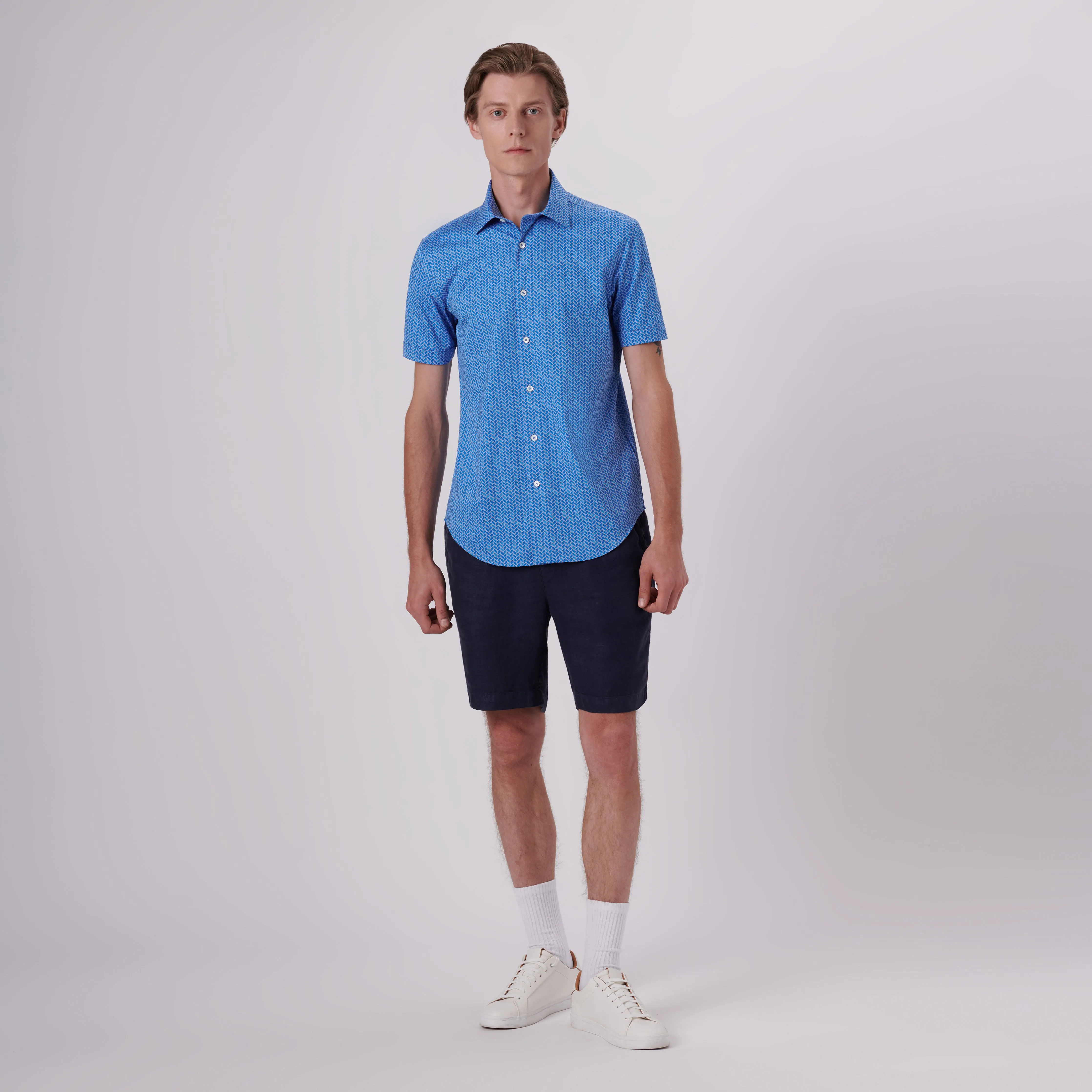 Miles Geometrical Print OoohCotton Short Sleeve Shirt sold by Bugatchi product image thumbnail 5