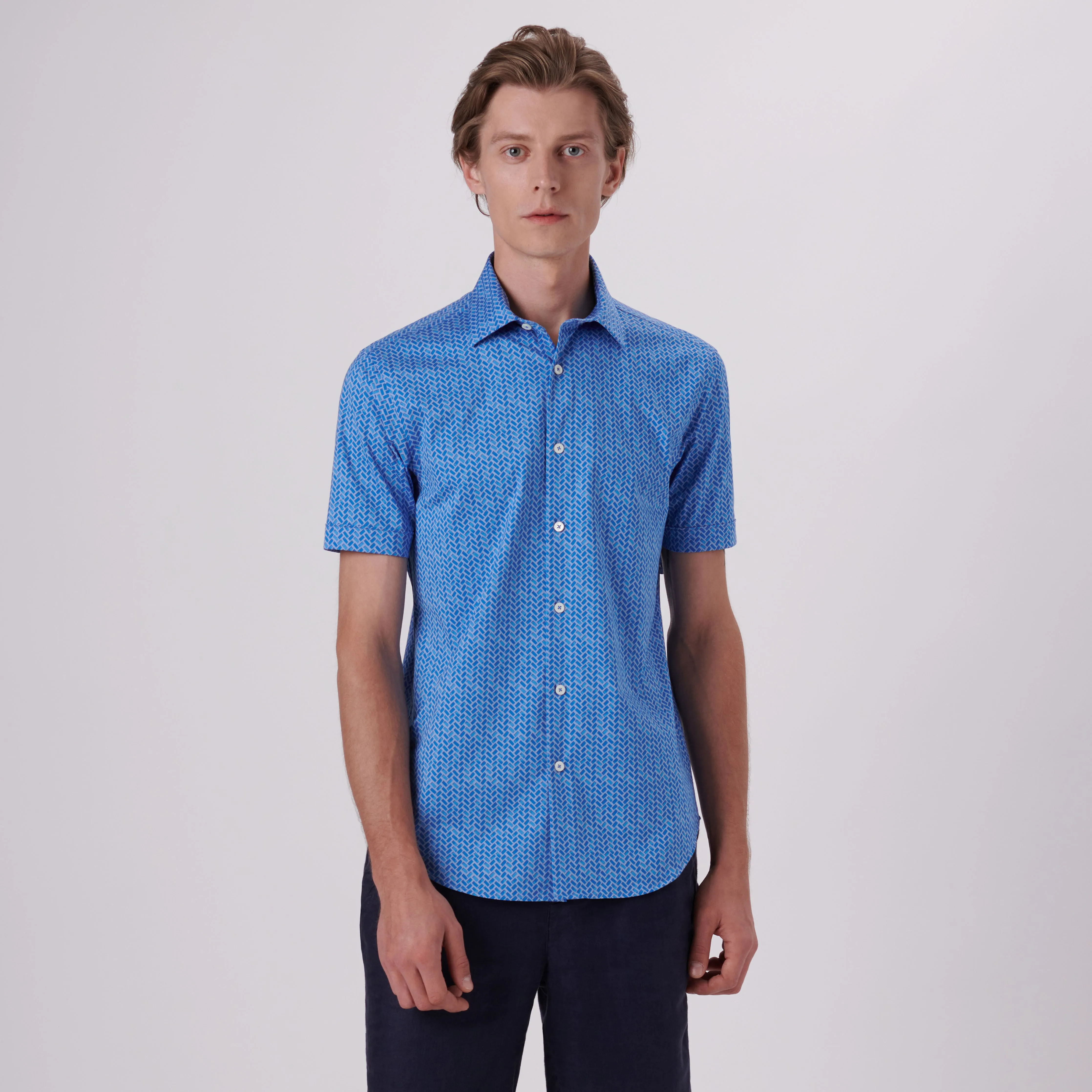 Miles Geometrical Print OoohCotton Short Sleeve Shirt sold by Bugatchi product image thumbnail 2
