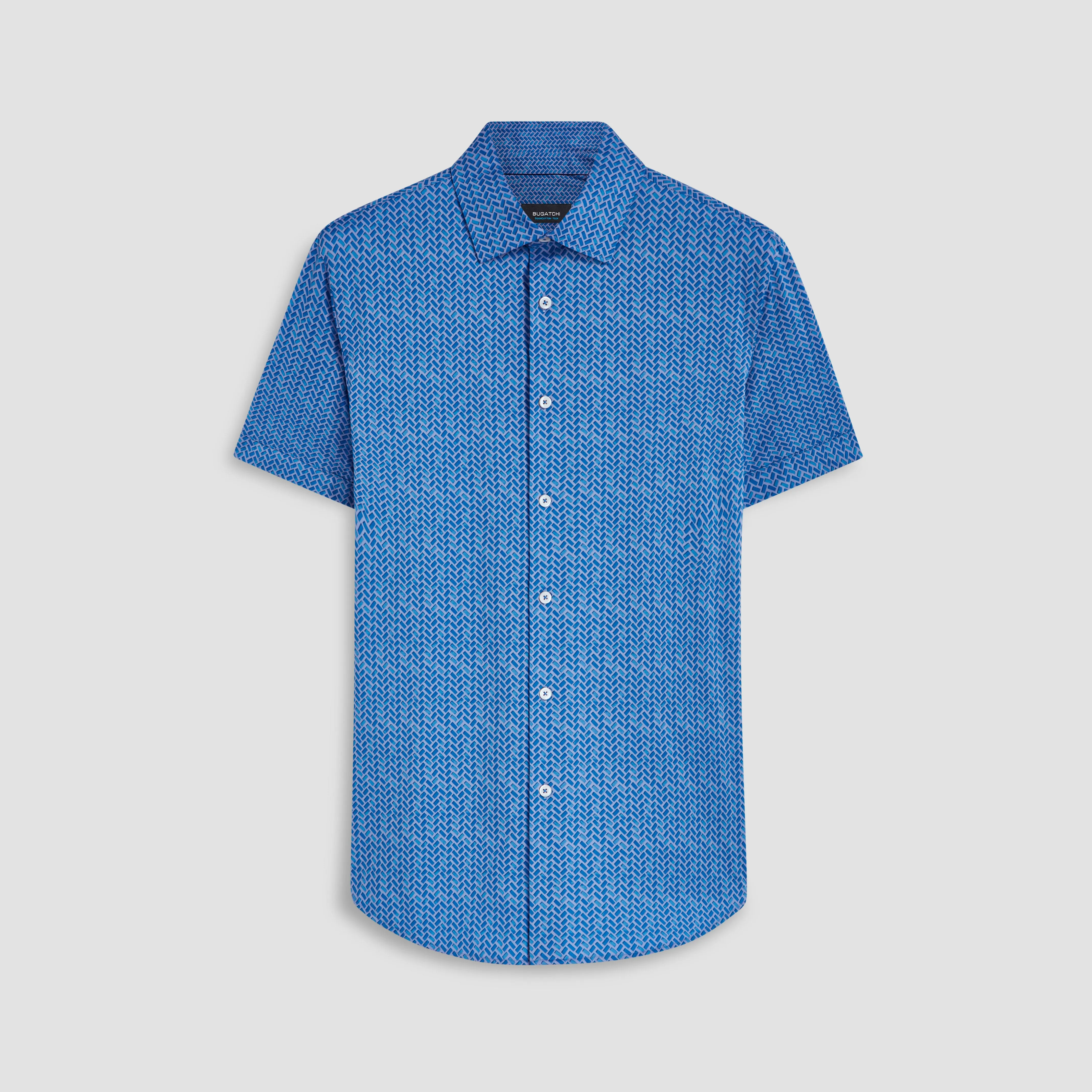 Miles Geometrical Print OoohCotton Short Sleeve Shirt sold by Bugatchi