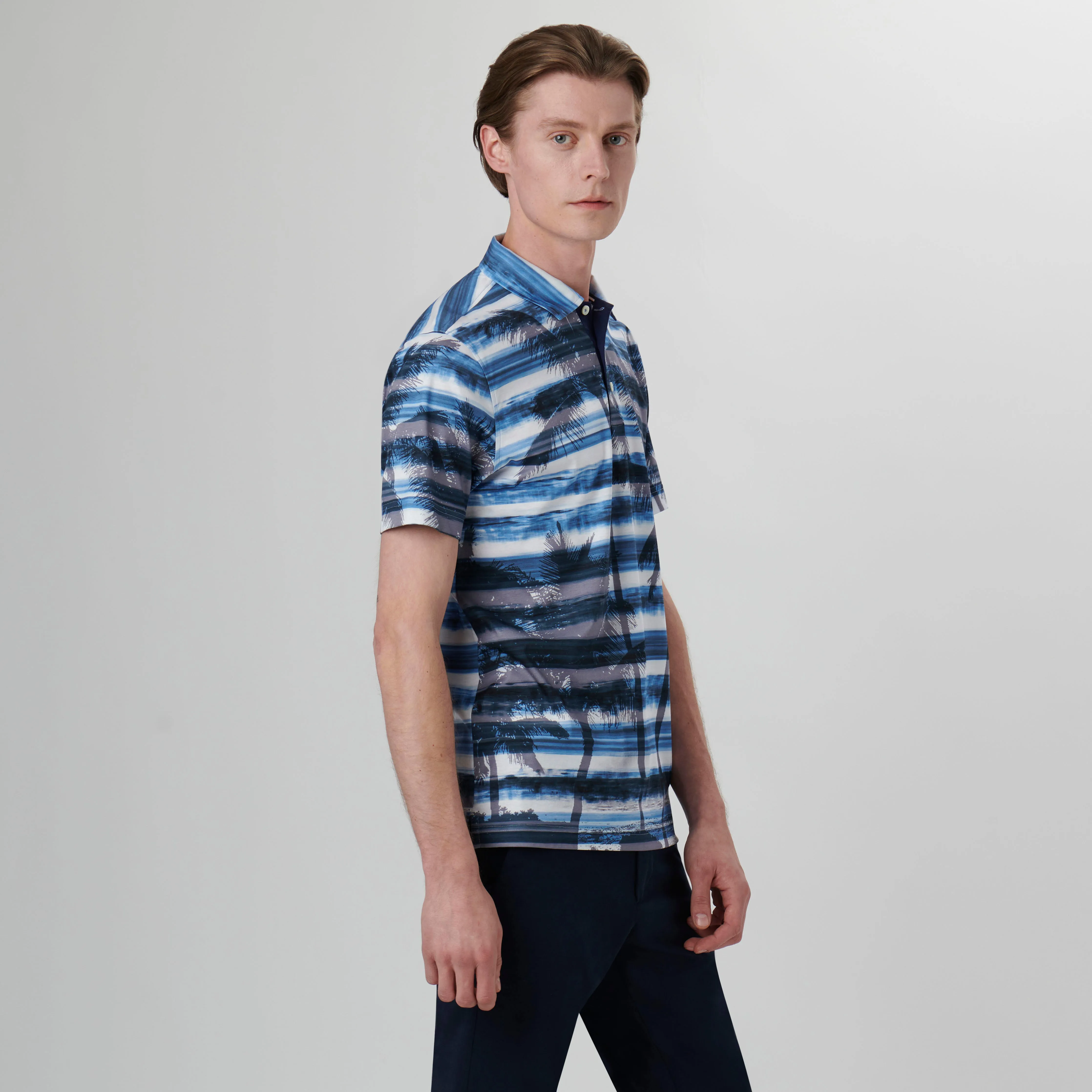 Hendrix Palm Tree Print Polo Shirt sold by Bugatchi product image thumbnail 3