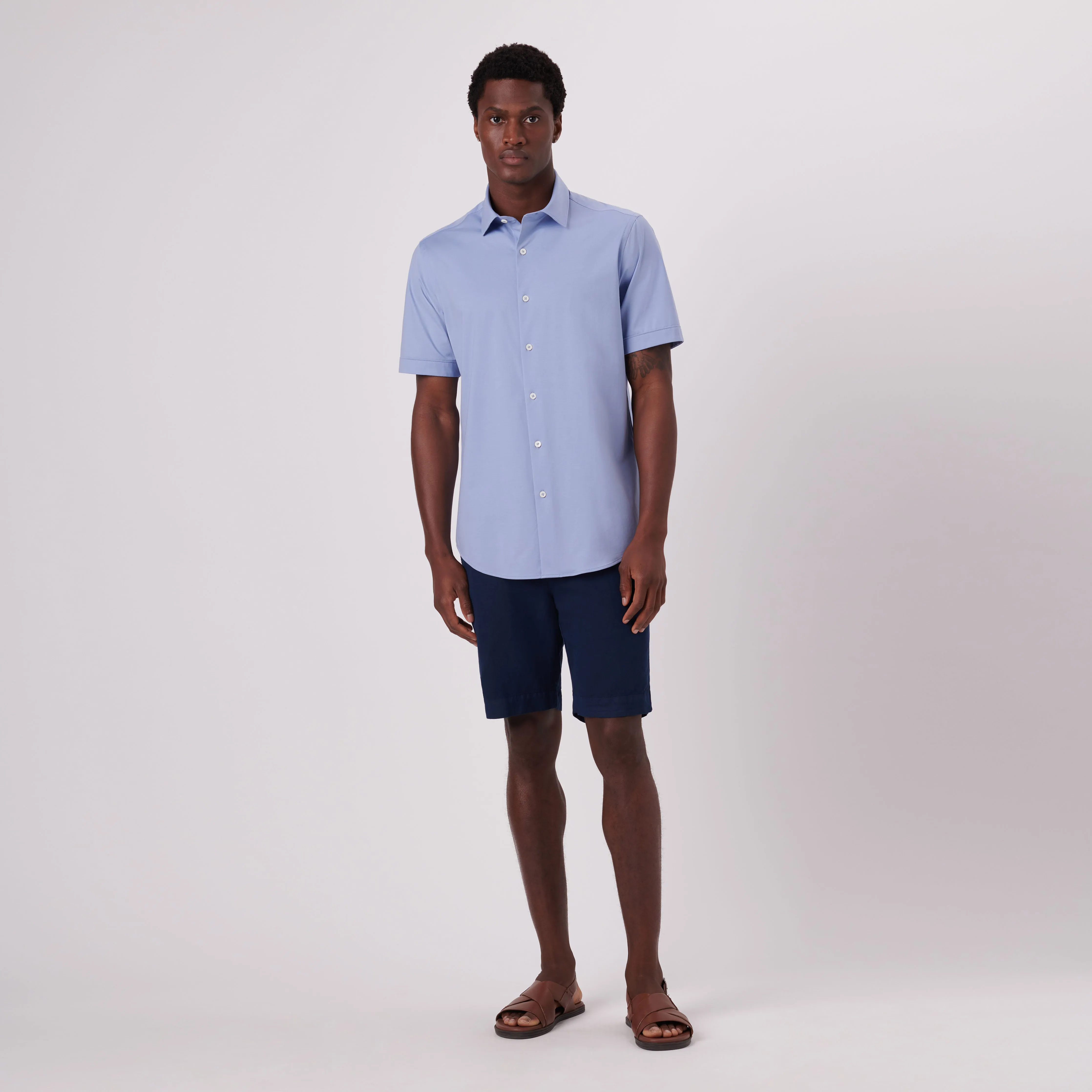 Miles Solid OoohCotton Short Sleeve Shirt sold by Bugatchi product image thumbnail 5