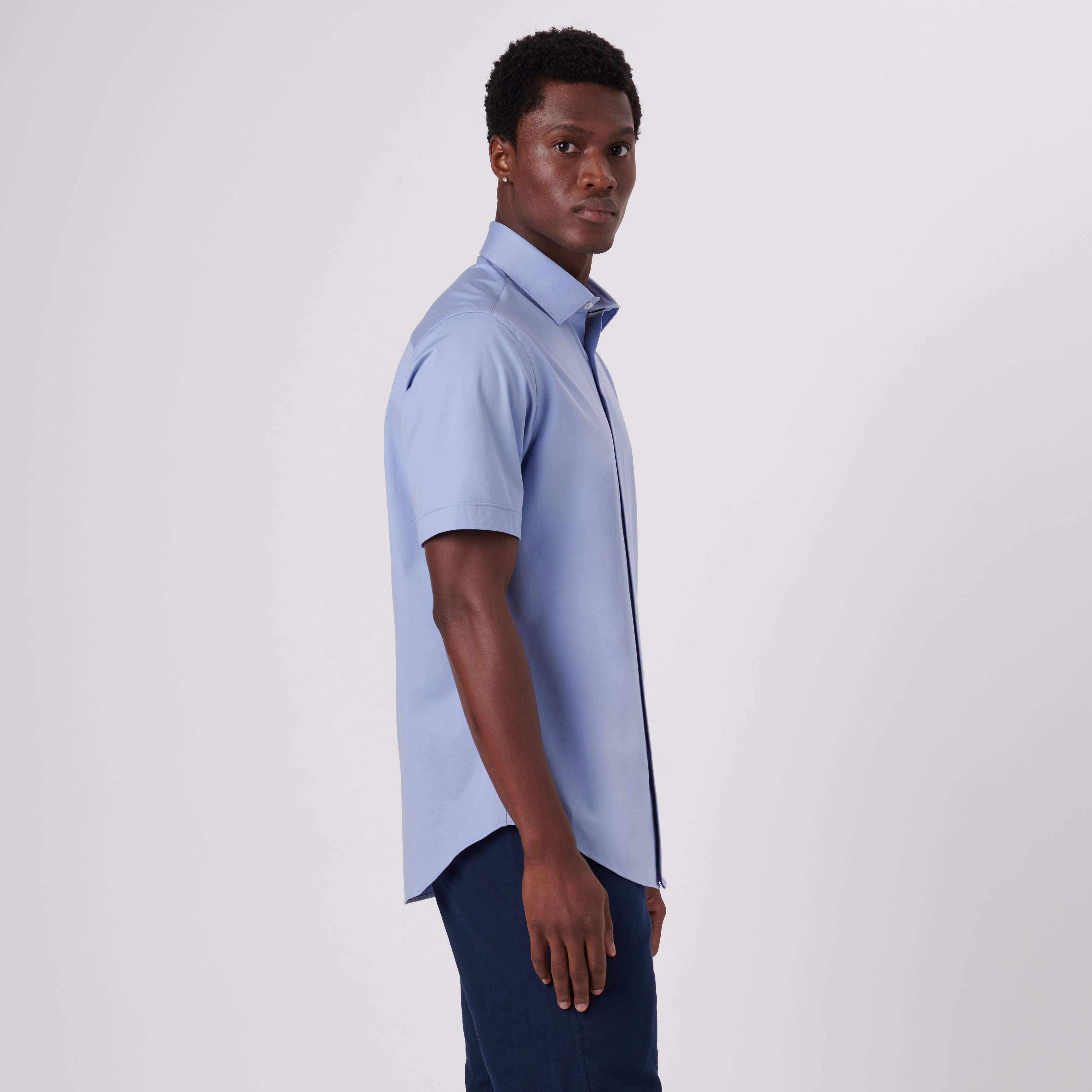 Miles Solid OoohCotton Short Sleeve Shirt sold by Bugatchi product image thumbnail 3