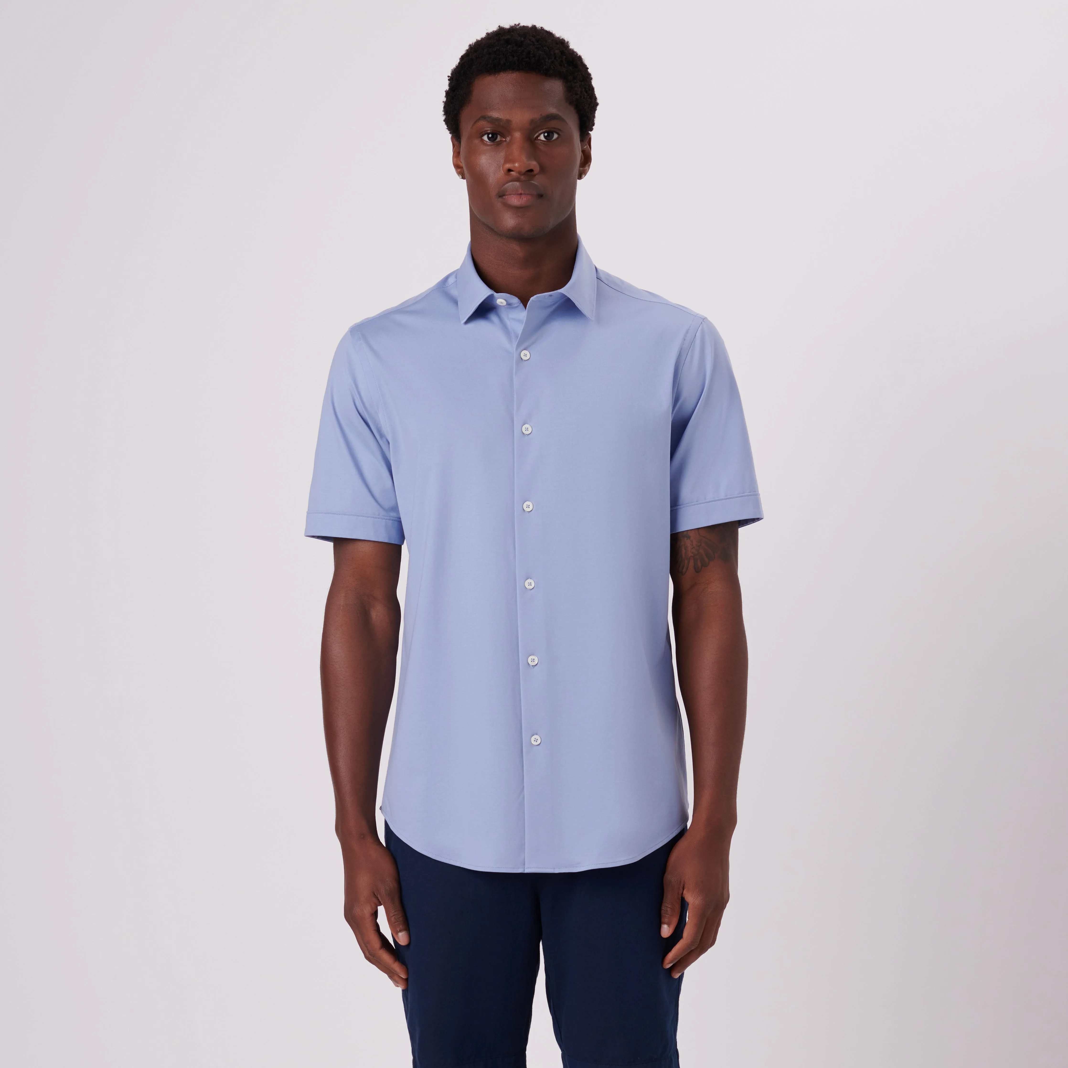 Miles Solid OoohCotton Short Sleeve Shirt sold by Bugatchi product image thumbnail 2