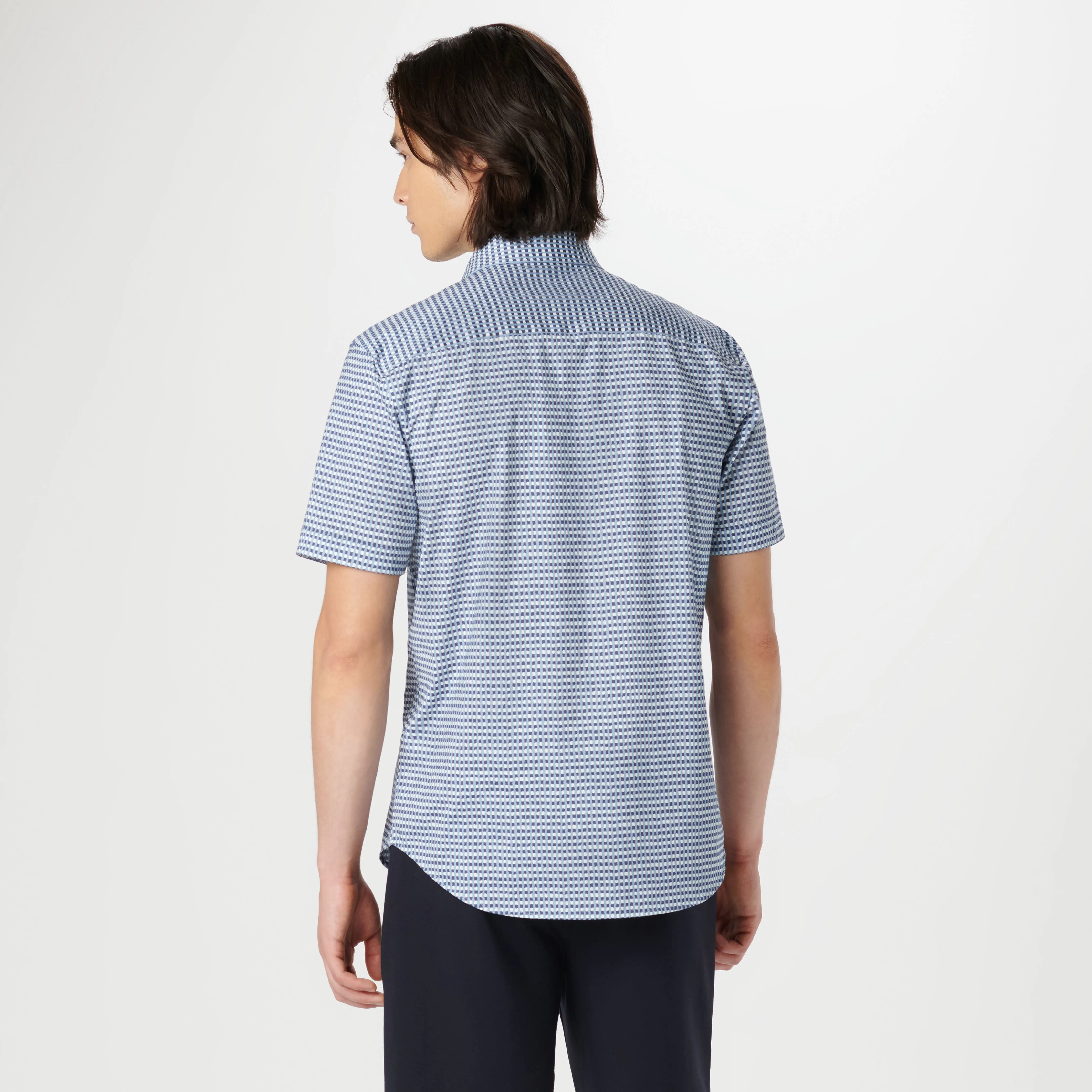 Miles Asymmetric Check OoohCotton Short Sleeve Shirt sold by Bugatchi product image thumbnail 4