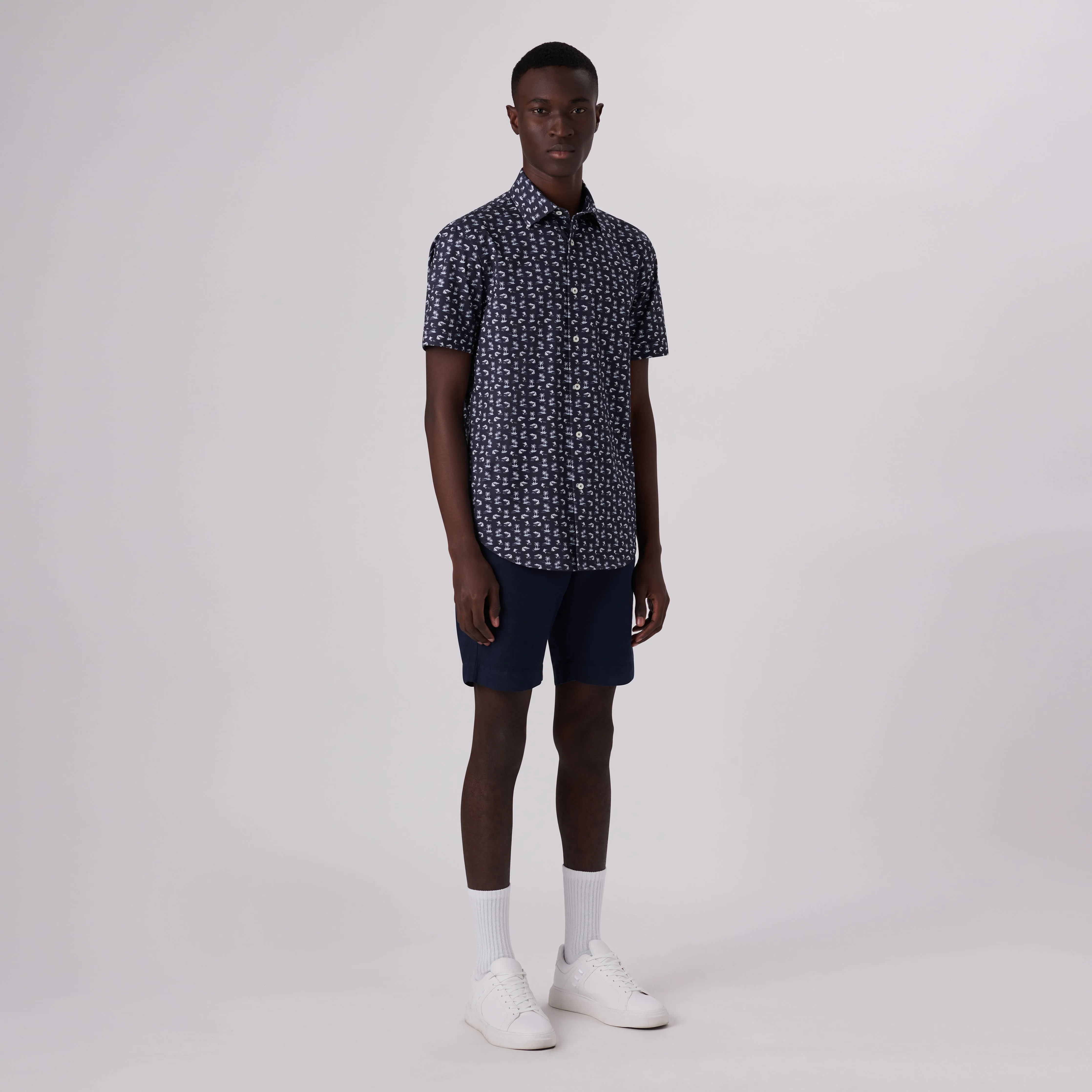 Miles Tropical Print OoohCotton Short Sleeve Shirt sold by Bugatchi product image thumbnail 5