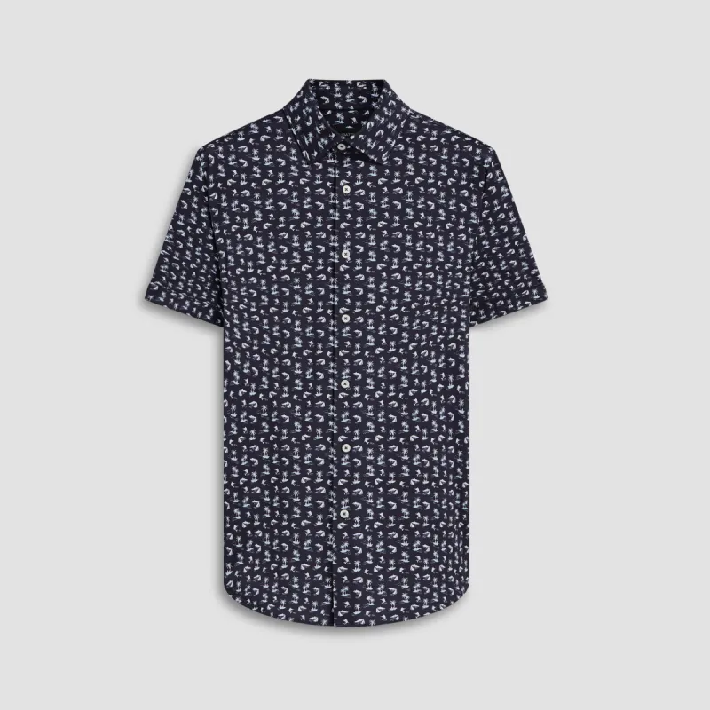 Miles Tropical Print OoohCotton Short Sleeve Shirt sold by Bugatchi