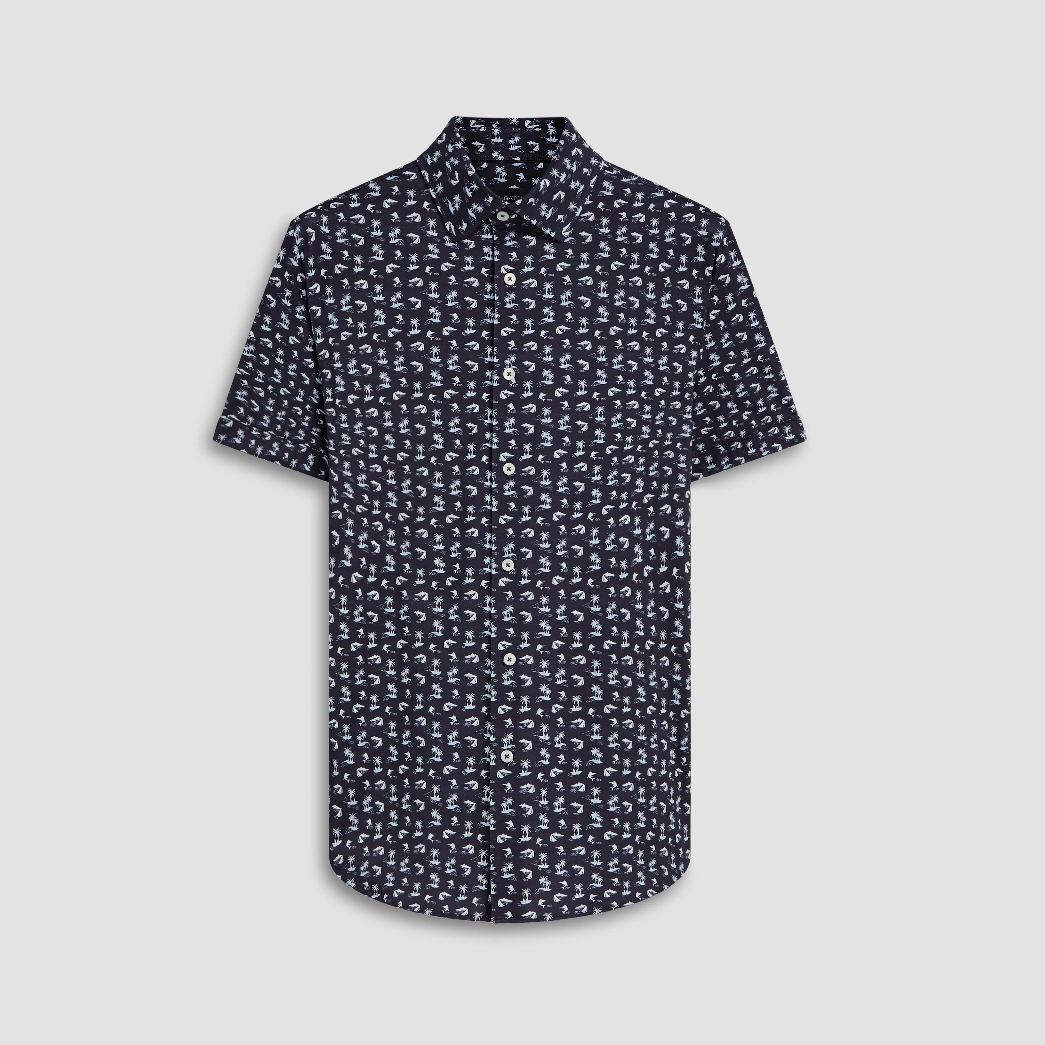 Miles Tropical Print OoohCotton Short Sleeve Shirt sold by Bugatchi