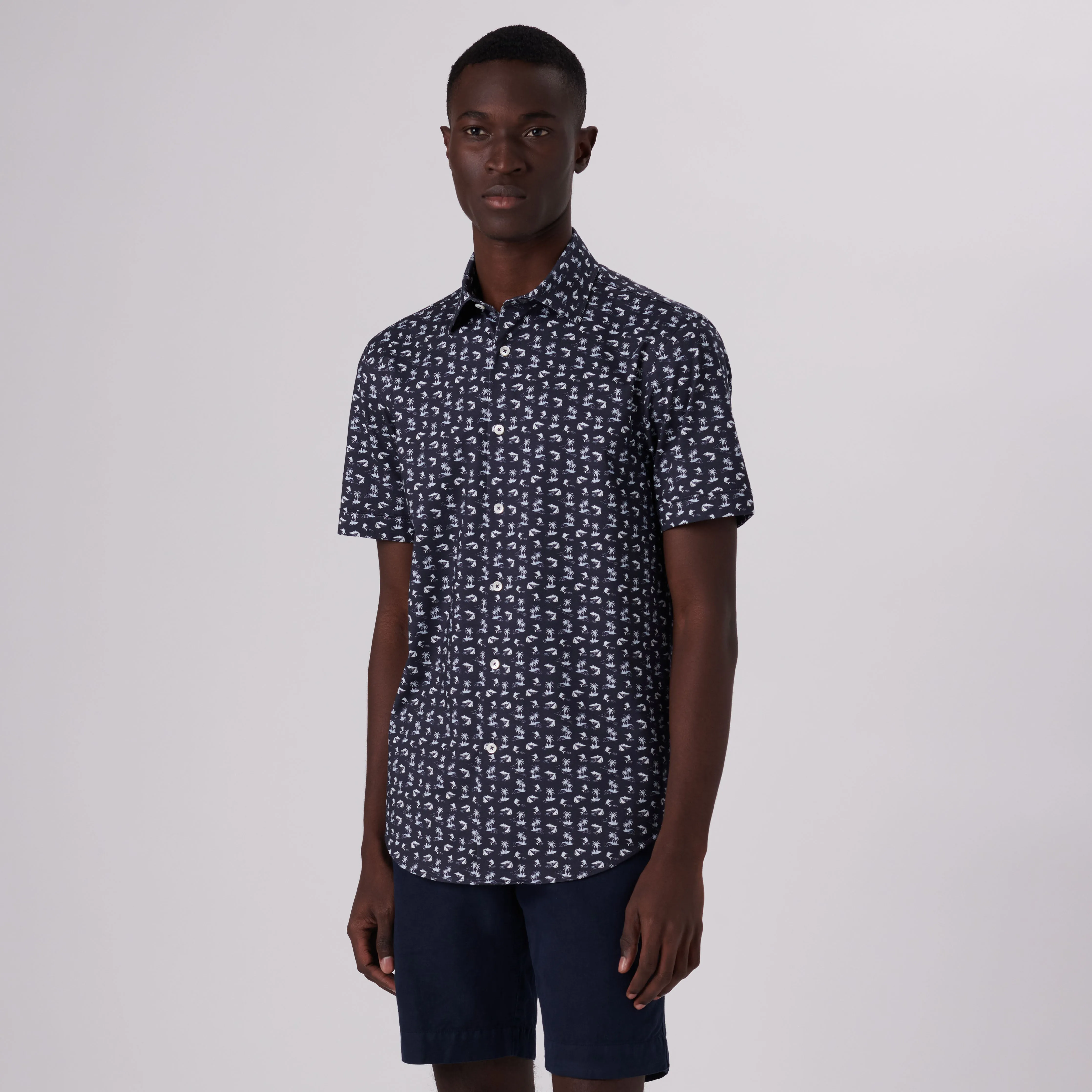 Miles Tropical Print OoohCotton Short Sleeve Shirt sold by Bugatchi product image thumbnail 2